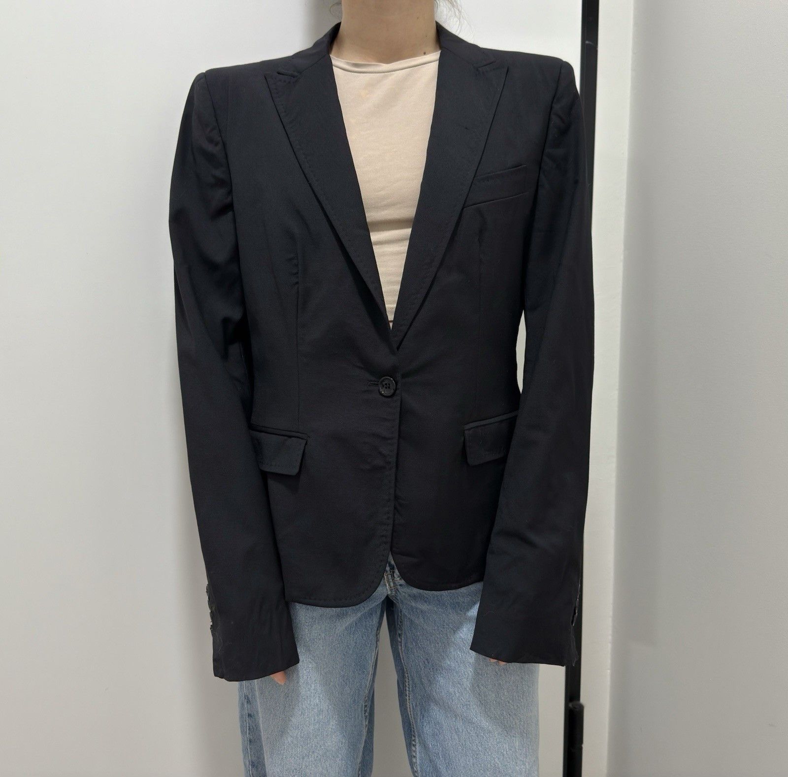 Dolce & Gabbana DDP D&G Dolce & Gabbana Women Fitted Wool Black Jacket Size L / US 10 / IT 46 - 1 Thumbnail
