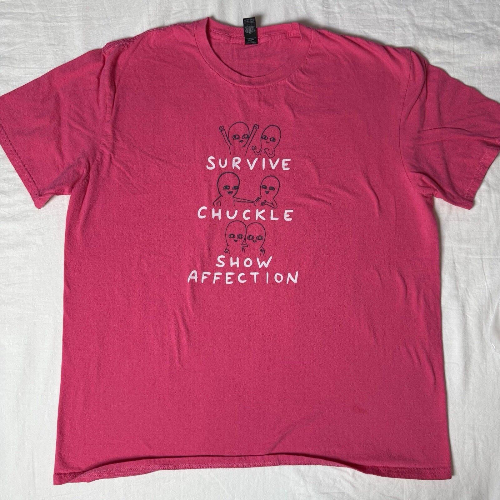 Designer Strange Planet Nathan Pyle T-Shirt Survive Funny Pink XL Size US XL / EU 56 / 4 - 1 Thumbnail