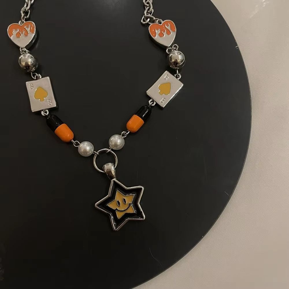 Jewelry Punk Smile Star Heart Clavicle Chain Necklace Size ONE SIZE - 7 Thumbnail