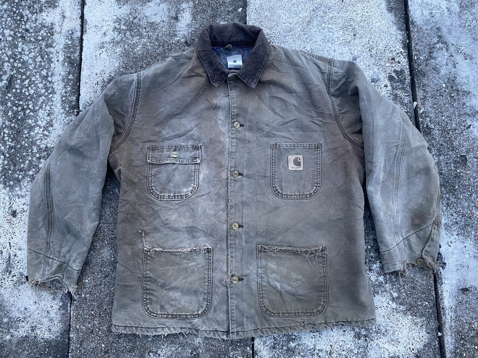 Carhartt VTG Carhartt Detroit Blanket Lined Faded Dirty Jacket Size US XL / EU 56 / 4 - 1 Thumbnail