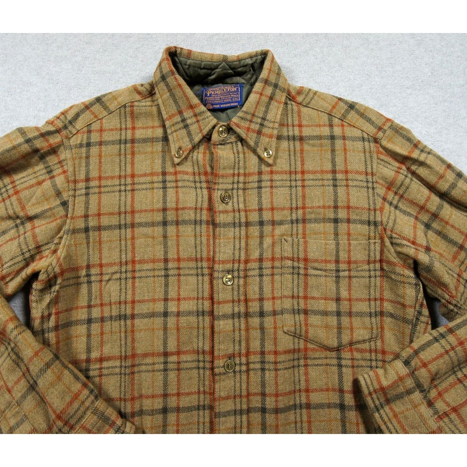 Pendleton VINTAGE Pendleton Flannel Shirt Mens XL Brown Button-Down Wool Plaid Button-Up, Collared, All Seasons, Pockets Mens Size US XL / EU 56 / 4 - 2 Thumbnail