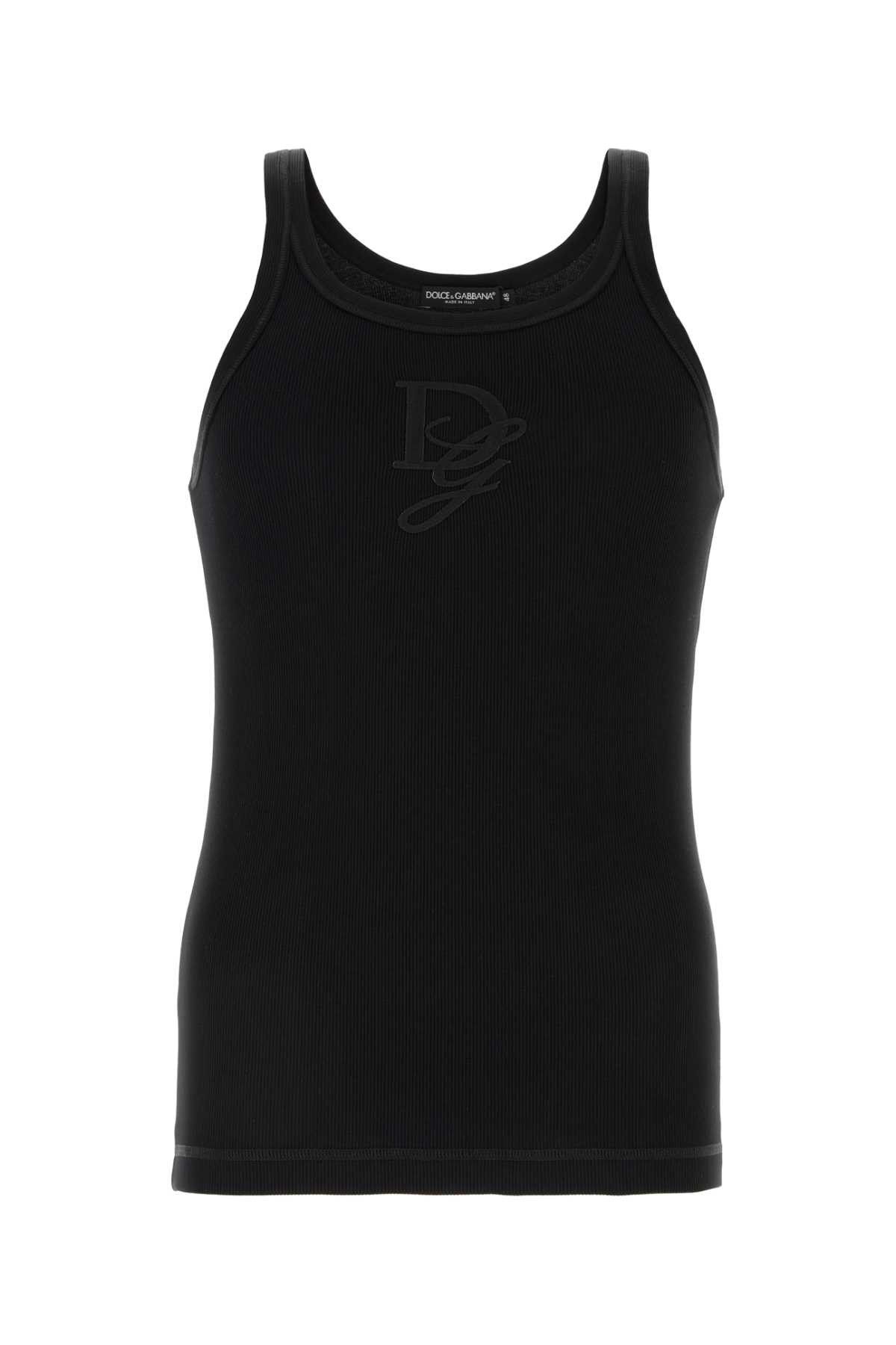 Dolce & Gabbana Black Cotton Tank Top Size US L / EU 52-54 / 3 - 1 Thumbnail