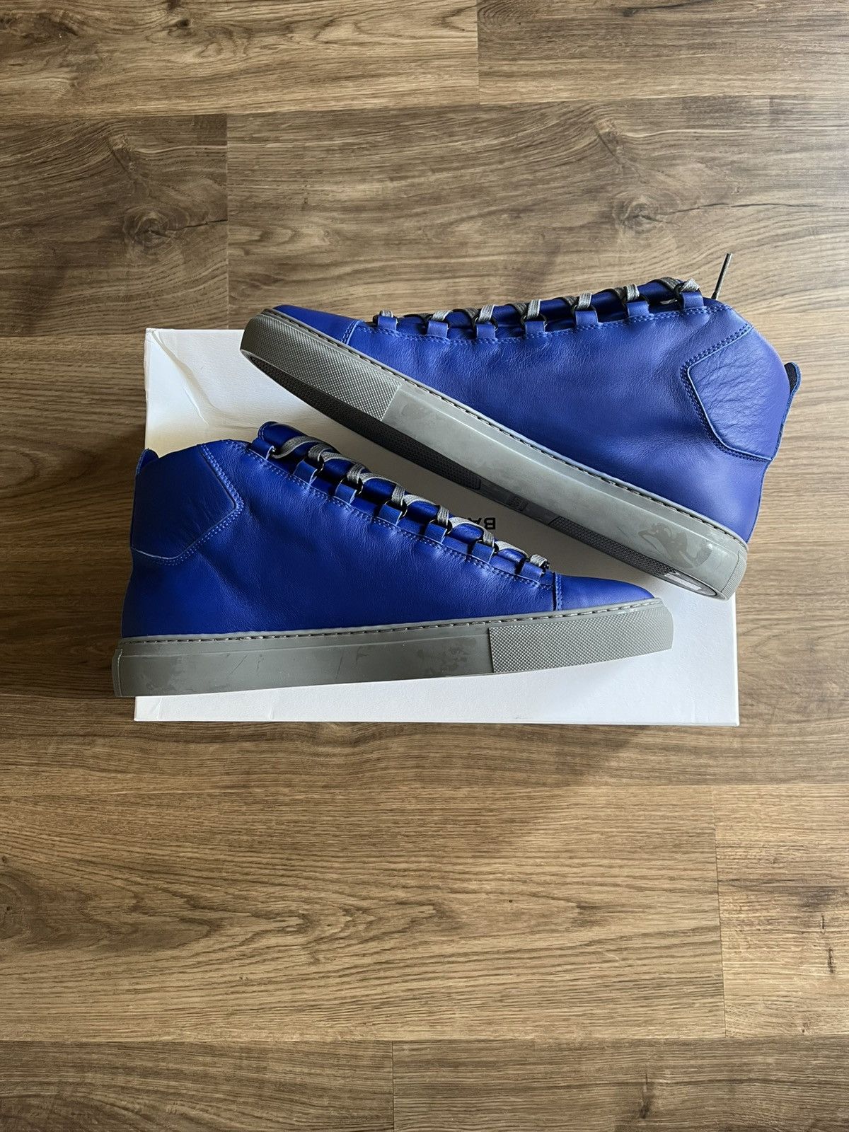 Balenciaga Balenciaga Arena High Top Leather Sneakers Blue Size 43 Size US 11 / EU 44 - 4 Thumbnail