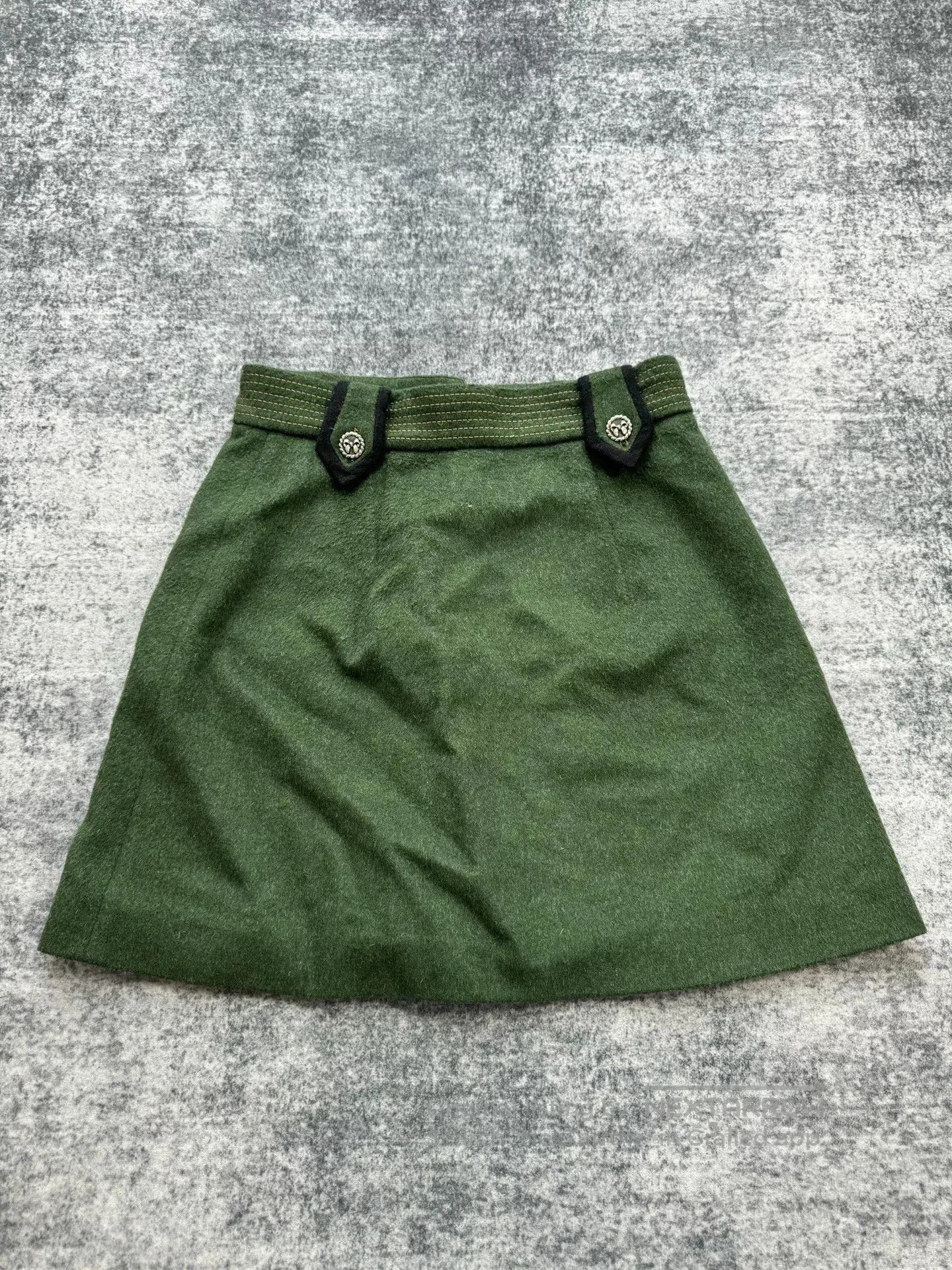 Miu Miu Miu Miu Green Bow Button Wool Skirt. Size 39" - 2 Thumbnail
