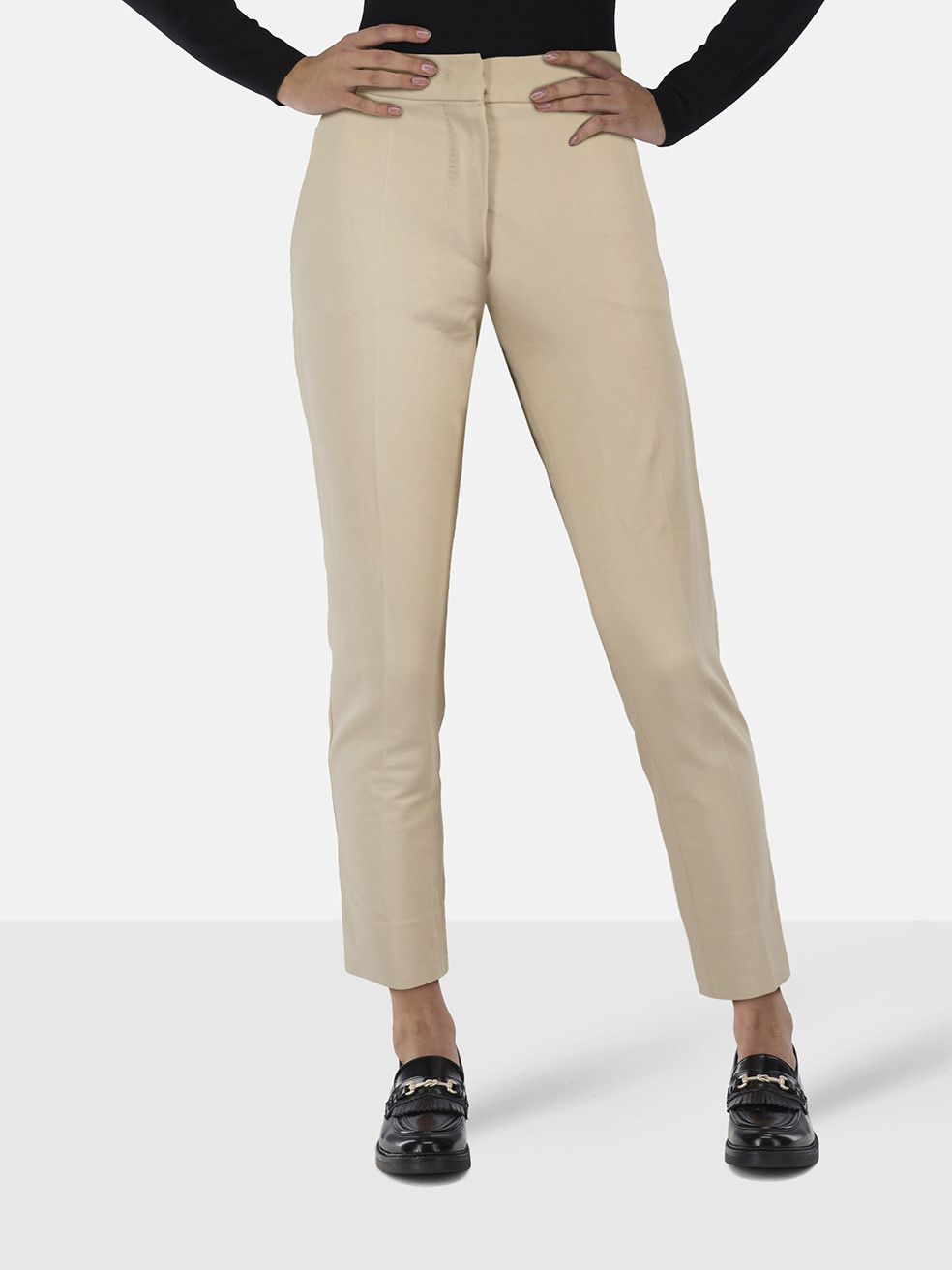 Max Mara Slim Fit Beige Trousers Size 24" / US 00 / IT 34 - 1 Thumbnail