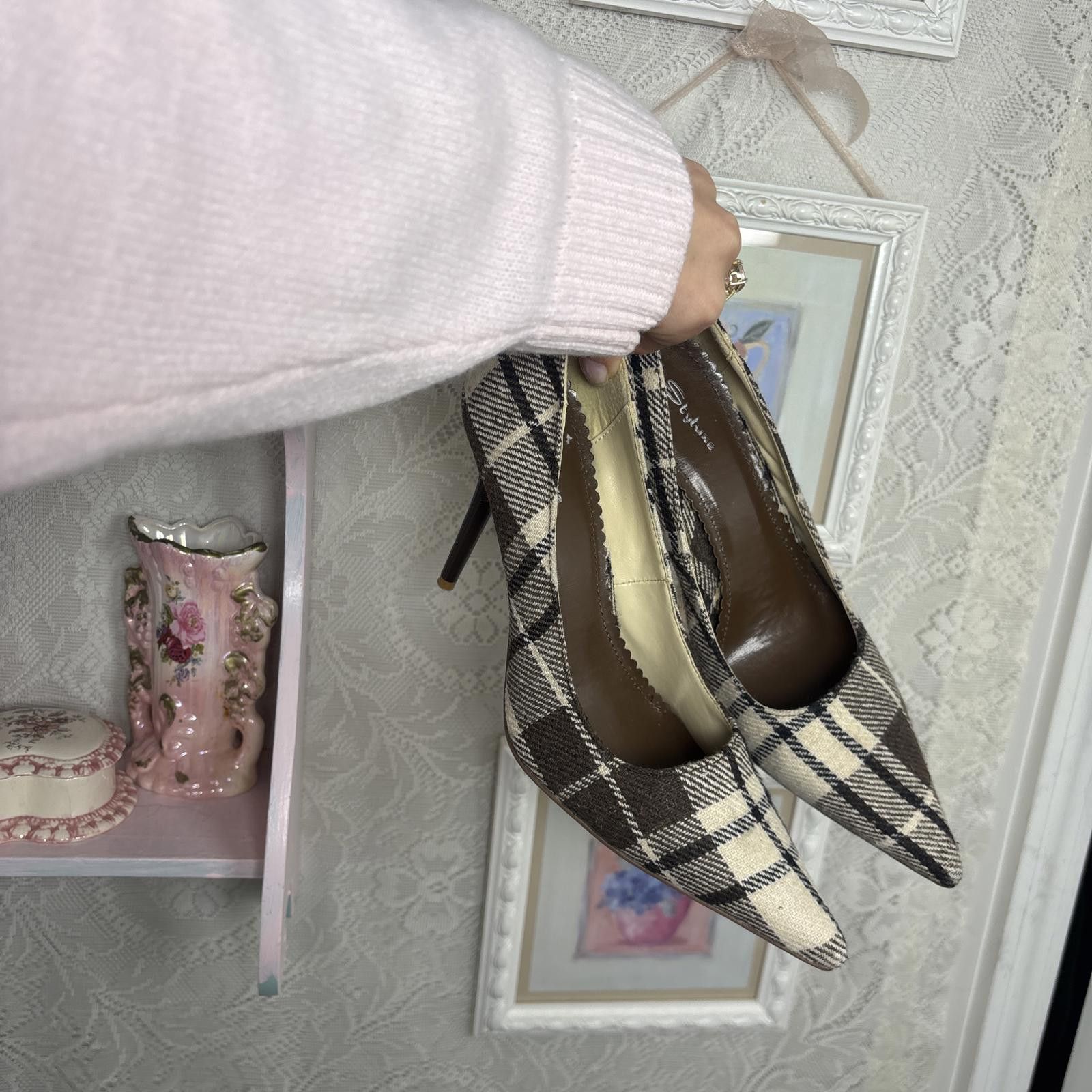 Other vintage 90s brown plaid pointed heals Size US 8 / IT 38 - 3 Thumbnail