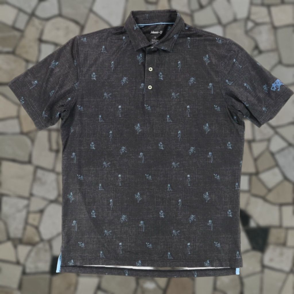 johnnie-O Johnnie-O Pin Up Girls Stretch Polo Shirt Charcoal Men's L Shirt Polo Short Sleeve Collared Relaxed Solid Vintage No Size US L / EU 52-54 / 3 - 1 Thumbnail