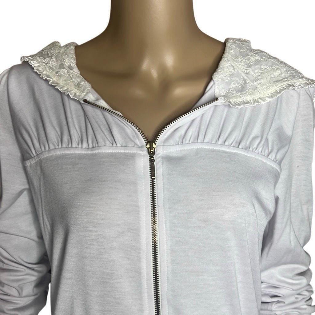 Psycho Bunny Beach Bunny Lounge Unzipped Hoodie Lace White Fitted (309) Size M / US 6-8 / IT 42-44 - 2 Thumbnail
