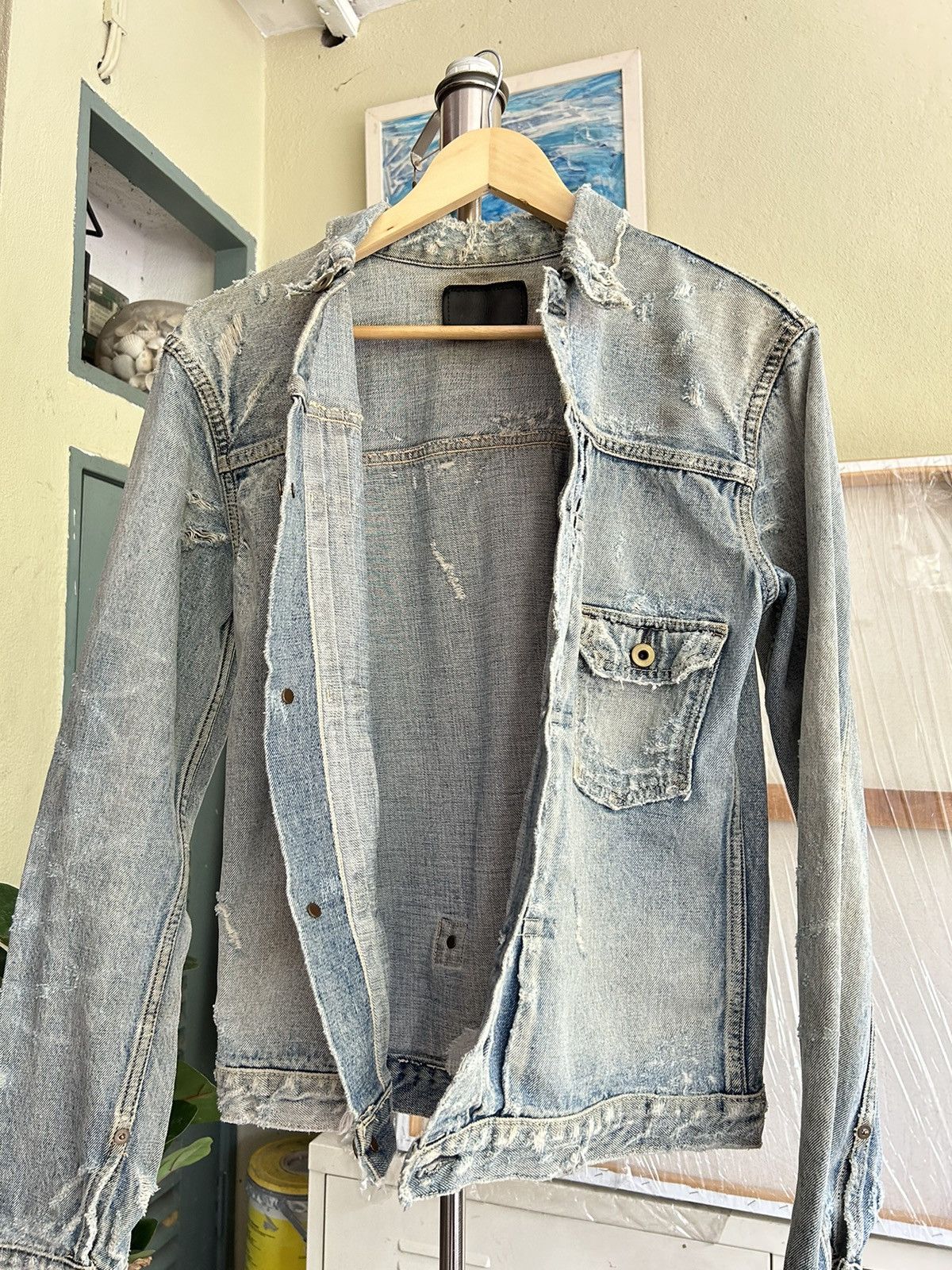 If Six Was Nine Wjk Distressed Denim Jacket Size US L / EU 52-54 / 3 - 12 Thumbnail