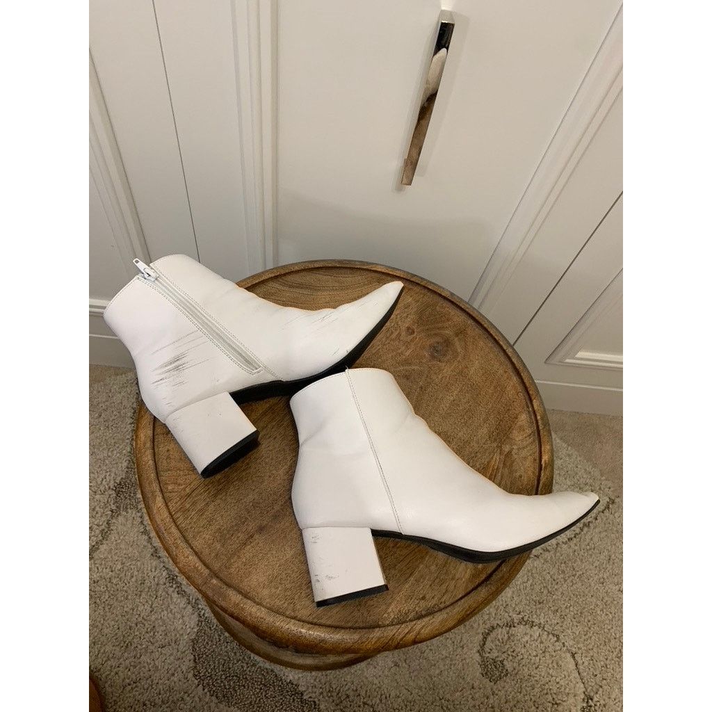 Shein SHEIN Women's White Ankle Booties Size 10 Block Heel Casual Size US 10 / IT 40 - 8 Thumbnail