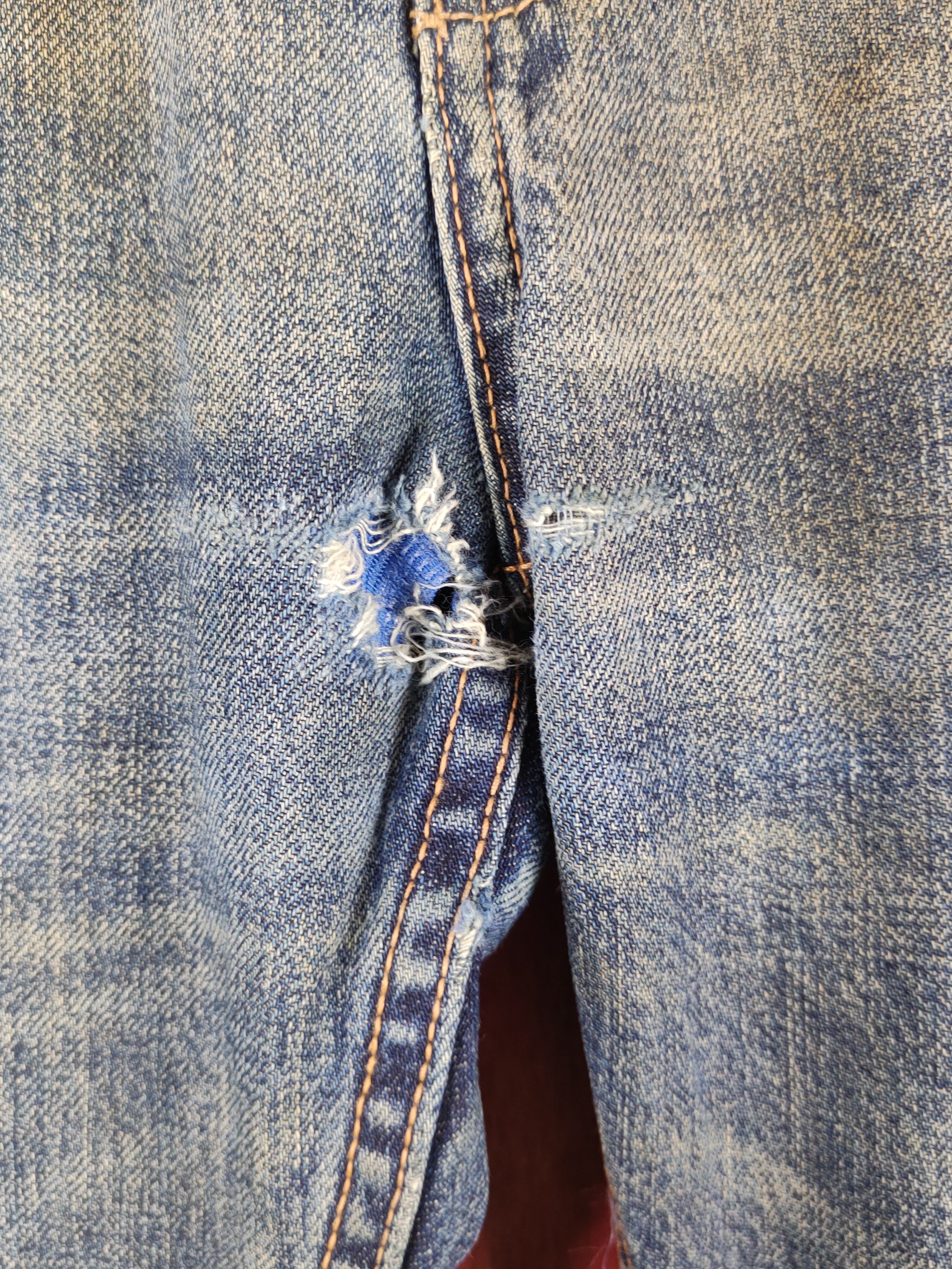 Japanese Brand Tykes Dark Blue Faded Distressed Ripped Jeans #S2141 Size US 32 / EU 48 - 3 Thumbnail
