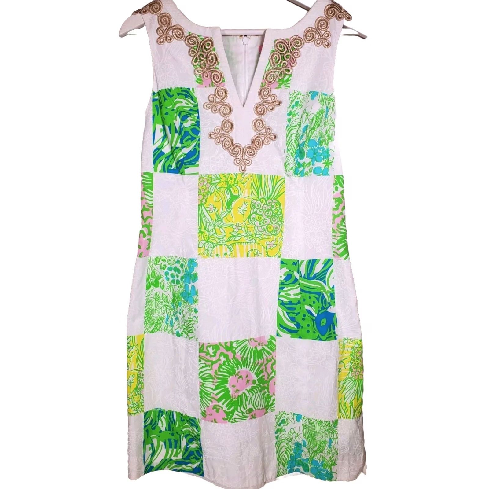 Lilly Pulitzer Lilly Pulitzer Janice Shift Dress Resort White Lioness Patch 75709 Women's 4 Size S / US 4 / IT 40 - 5 Thumbnail
