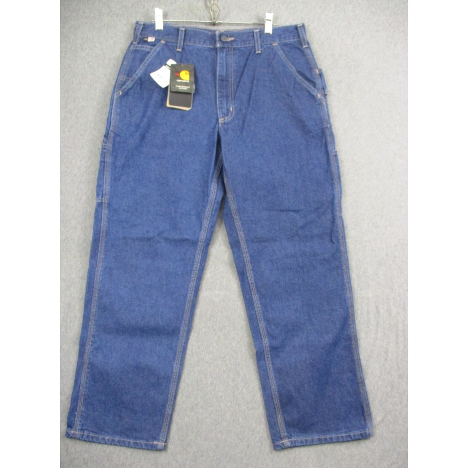 Carhartt Carhartt FR Denim Dungaree Jeans 34x30 Mens Blue Original Fit Work FRB13-DNM Size US 34 / EU 50 - 2 Thumbnail