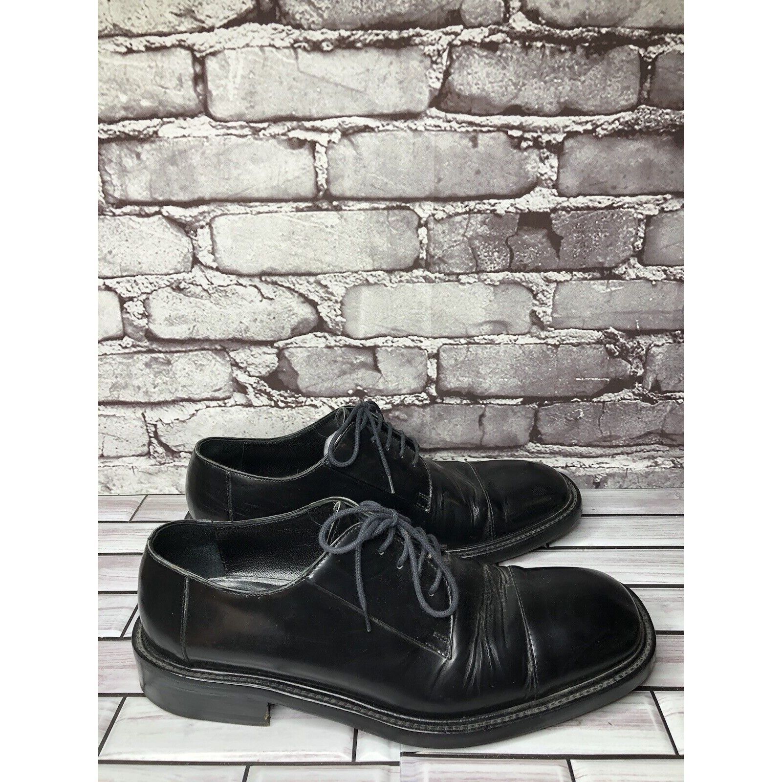 Other LAUDINO CACCIN Black Leather Cap Toe Oxfords Lace Dress Shoe Size US 9 / EU 42 - 13 Thumbnail