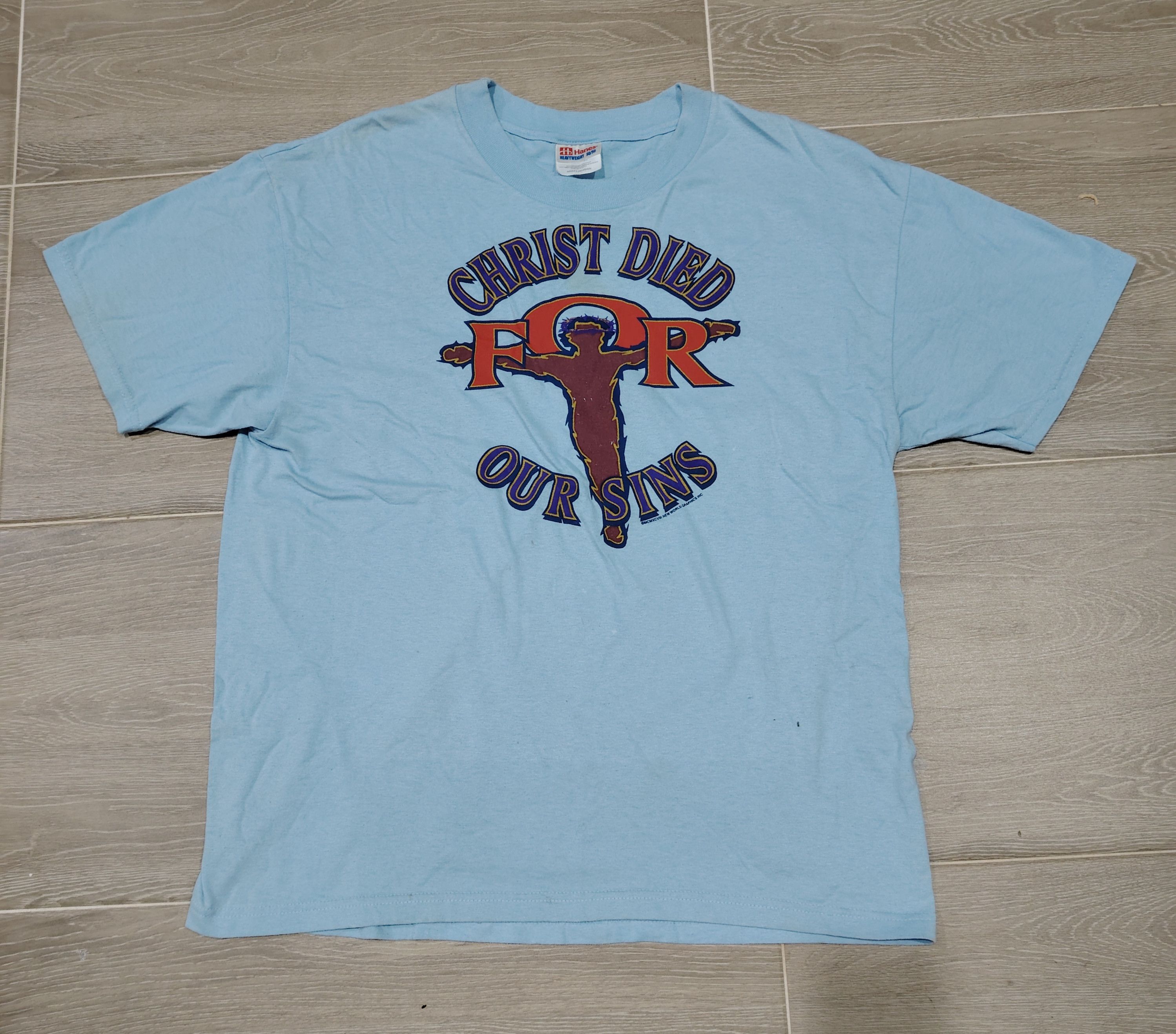Vintage Christ Died For Our Sins T-shirt Hanes 50/50 Size US L / EU 52-54 / 3 - 1 Thumbnail