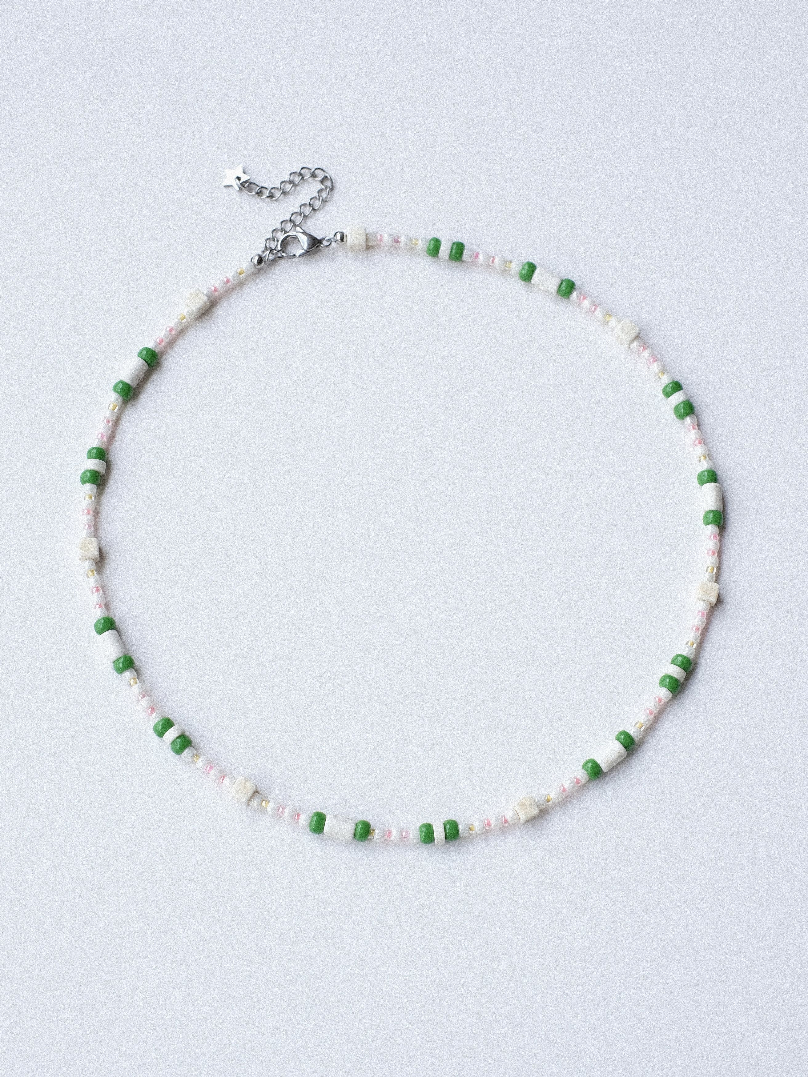 Handmade × Japanese Brand Cute Green and Pink Handmade Beaded Necklace 16.1in Size ONE SIZE - 7 Thumbnail