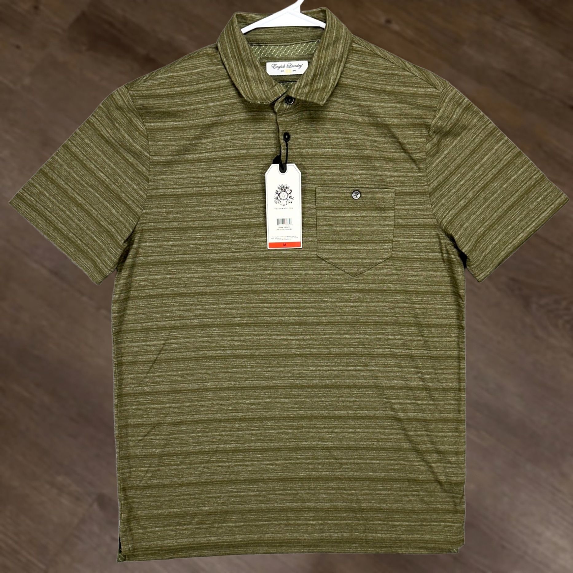 English Laundry VINTAGE? No. English Laundry Polo Shirt Mens Medium Olive Green Stripe Rugby Golf Casual NEW Shirt Mens Medium Green Stripe Rugby Golf Casual NEW Size US M / EU 48-50 / 2 - 1 Thumbnail