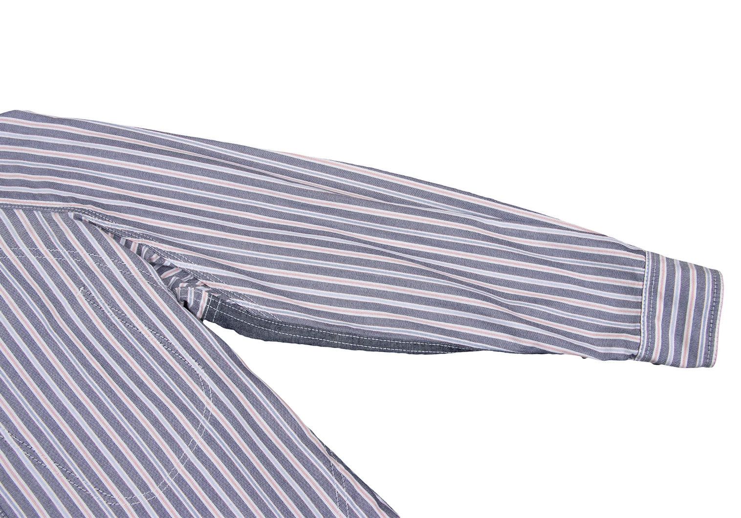 Junya Watanabe Patch Design Raglan Sleeve Stripe Shirt in Gray and White Size US XS / EU 42 / 0 - 8 Thumbnail