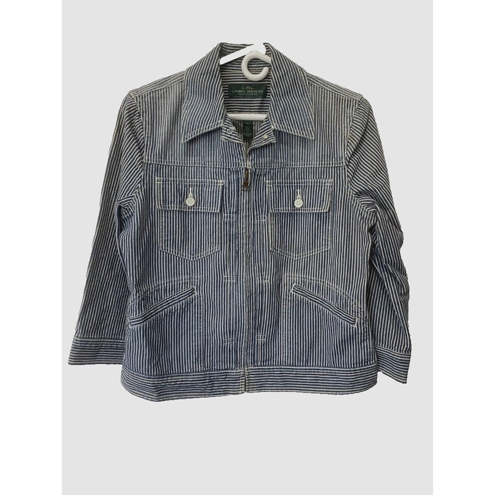 Ralph Lauren LAUREN JEANS CO - RAILROAD STRIPED DENIM TRUCKER JACKET XL Size XL / US 12-14 / IT 48-50 - 1 Thumbnail