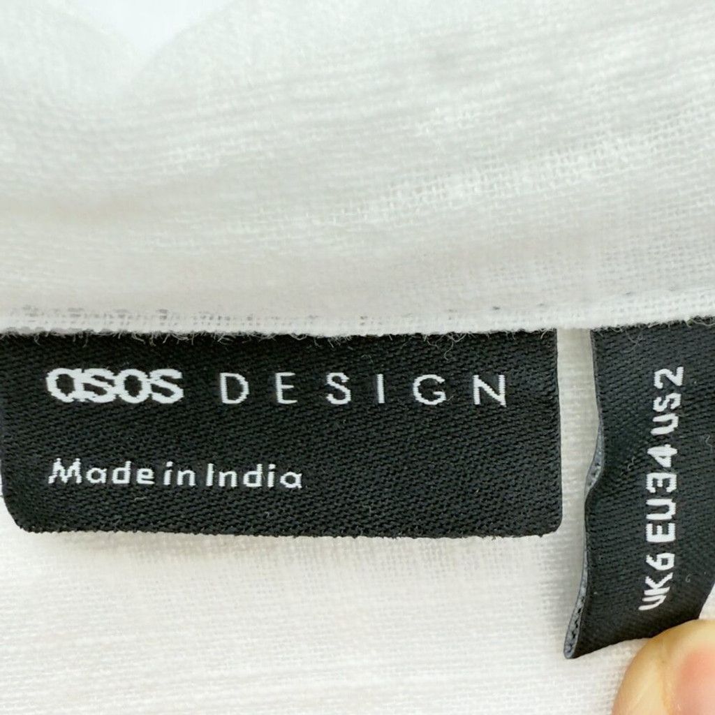 Asos ASOS Oversized White Buttoned Textured Preppy Shirt Size 2 Size XS / US 0-2 / IT 36-38 - 4 Thumbnail