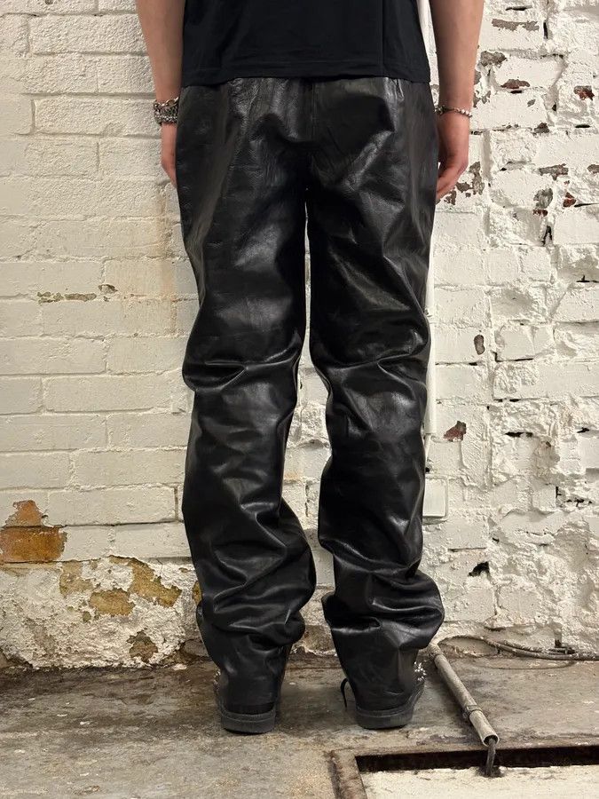 Roberto Cavalli Roberto Cavalli Black Leather Embroidered Pants Size US 34 / EU 50 - 4 Thumbnail