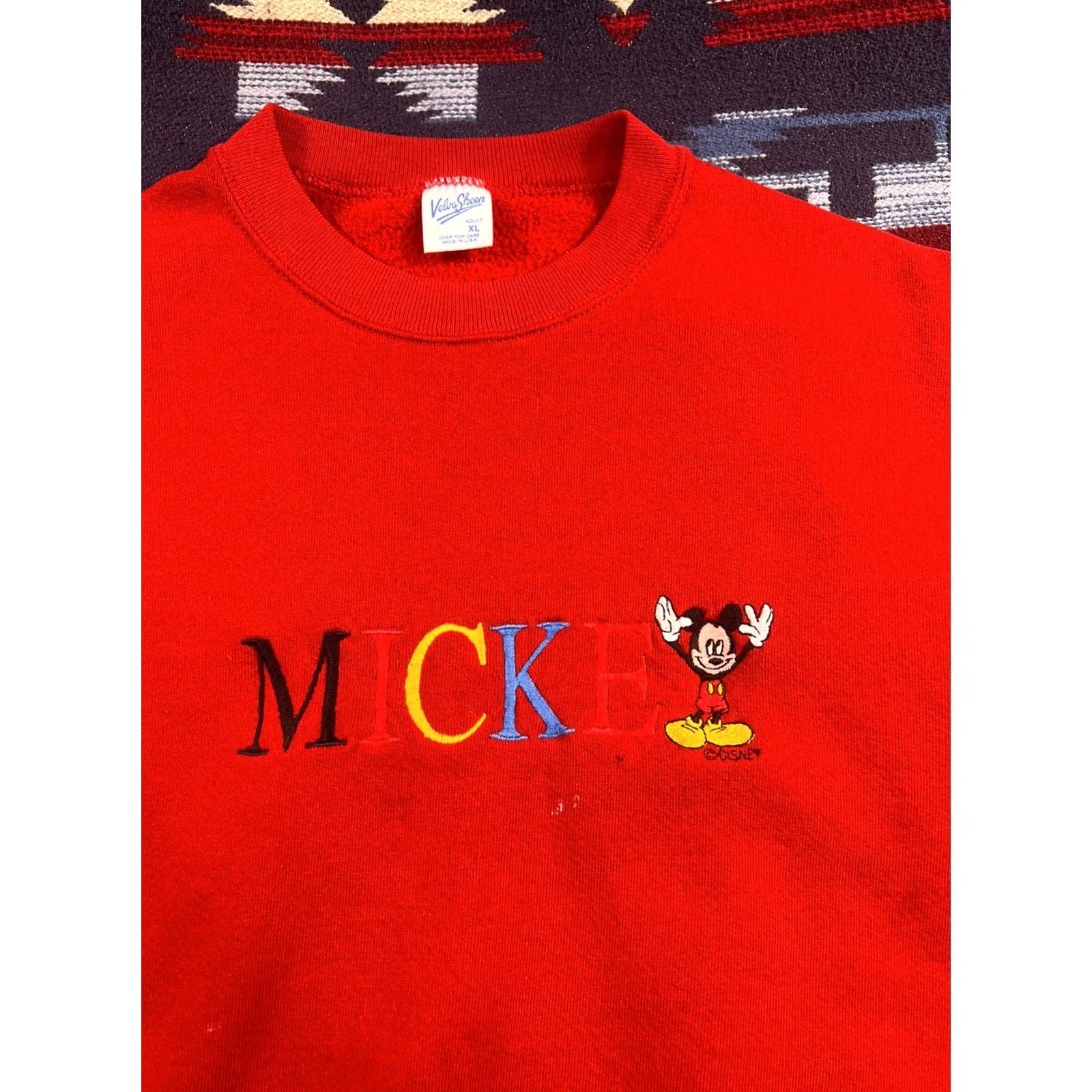 Velva Sheen VINTAGE Mickey Mouse Sweatshirt Walt Disney L/XL Velva Sheen Crew Neck Red 80s Mens Large Boys Girls (adjusted) Size US L / EU 52-54 / 3 - 2 Thumbnail