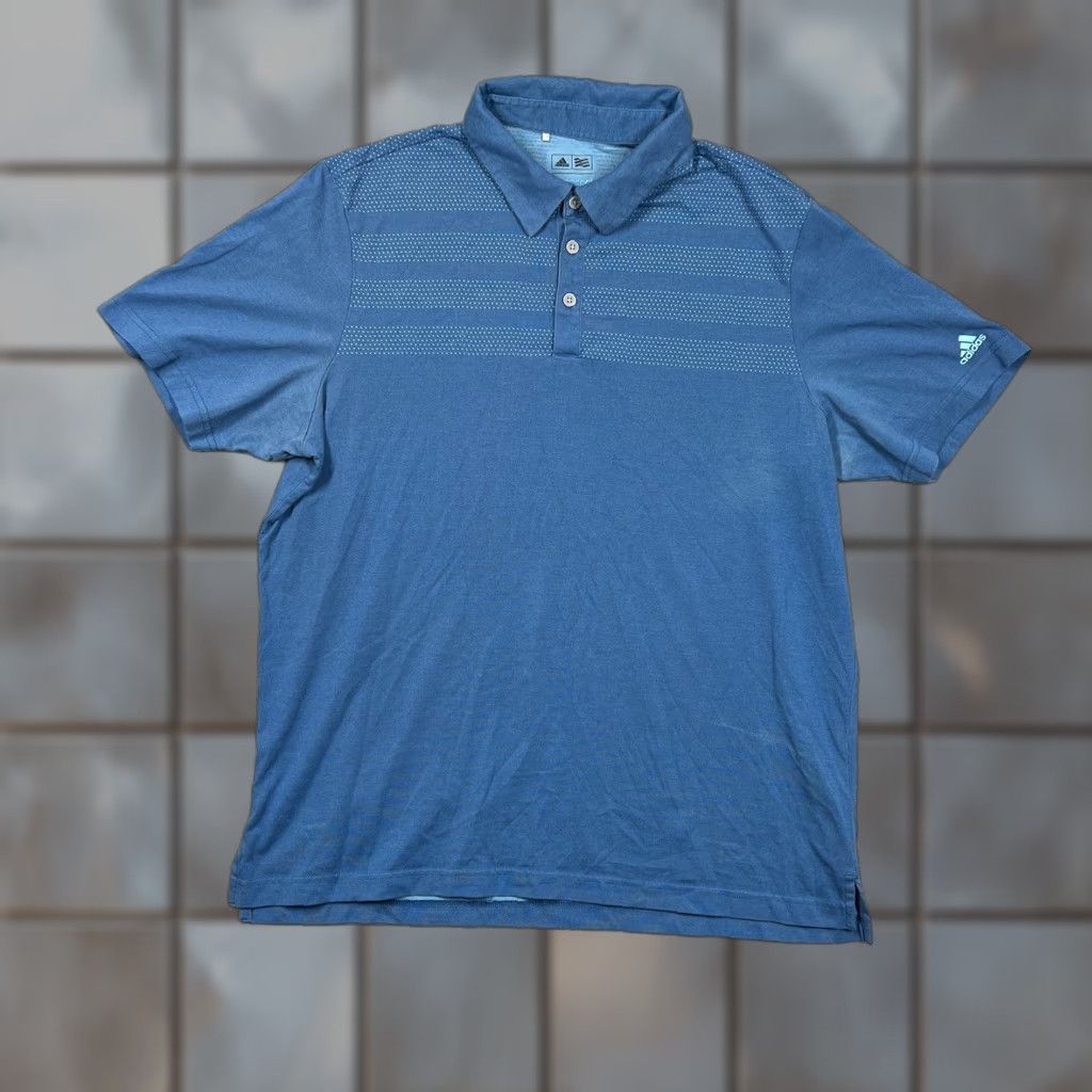 Adidas Adidas Climacool Polo Shirt Men XL Short Sleeve Teal Blue BC4063 Mapped Logo, Striped, Knit, Golf, All Seasons Size US XL / EU 56 / 4 - 1 Thumbnail