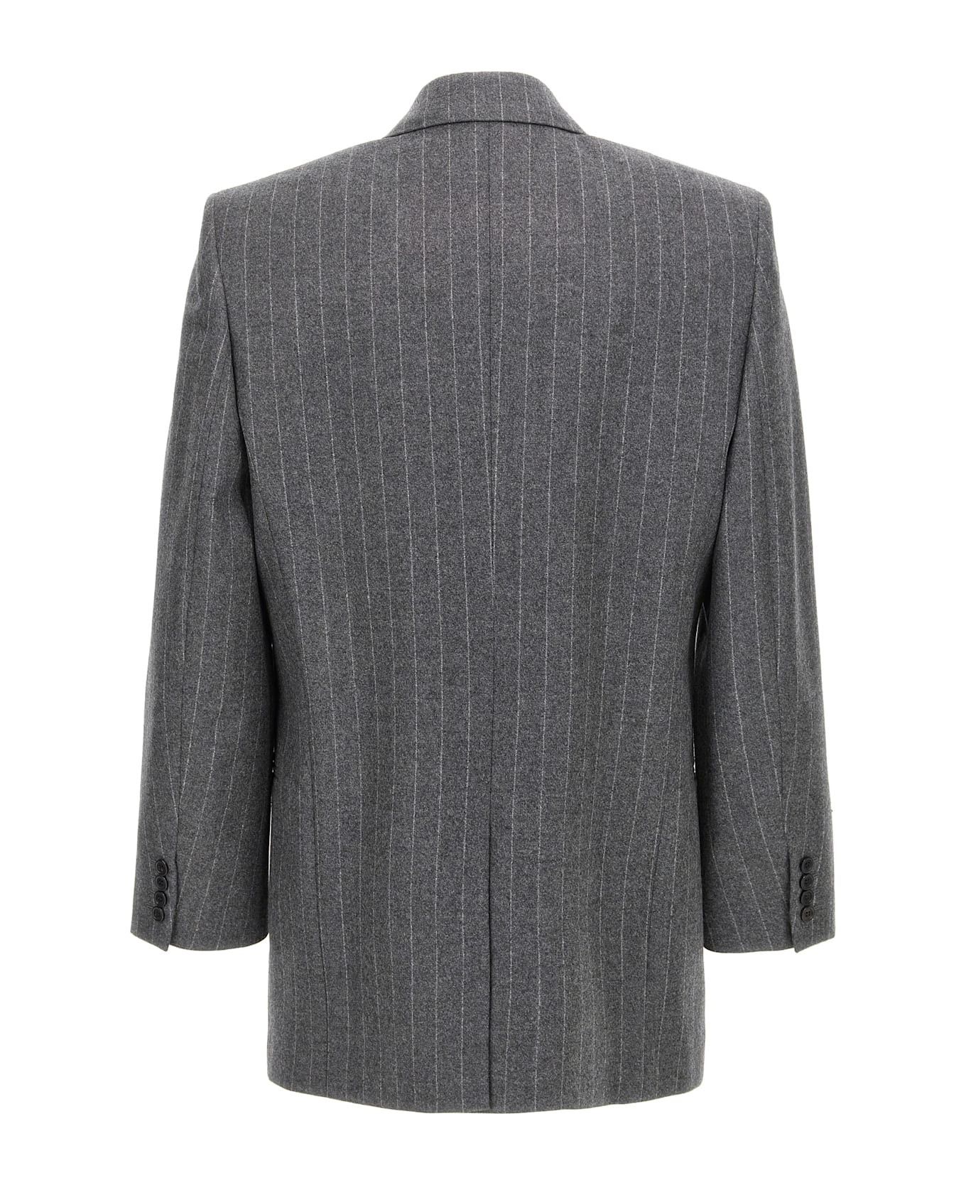 Saint Laurent Paris oc11z0126 803956 Jacket in Striped Wool Cashmere Flannel Size US L / EU 52-54 / 3 - 4 Thumbnail