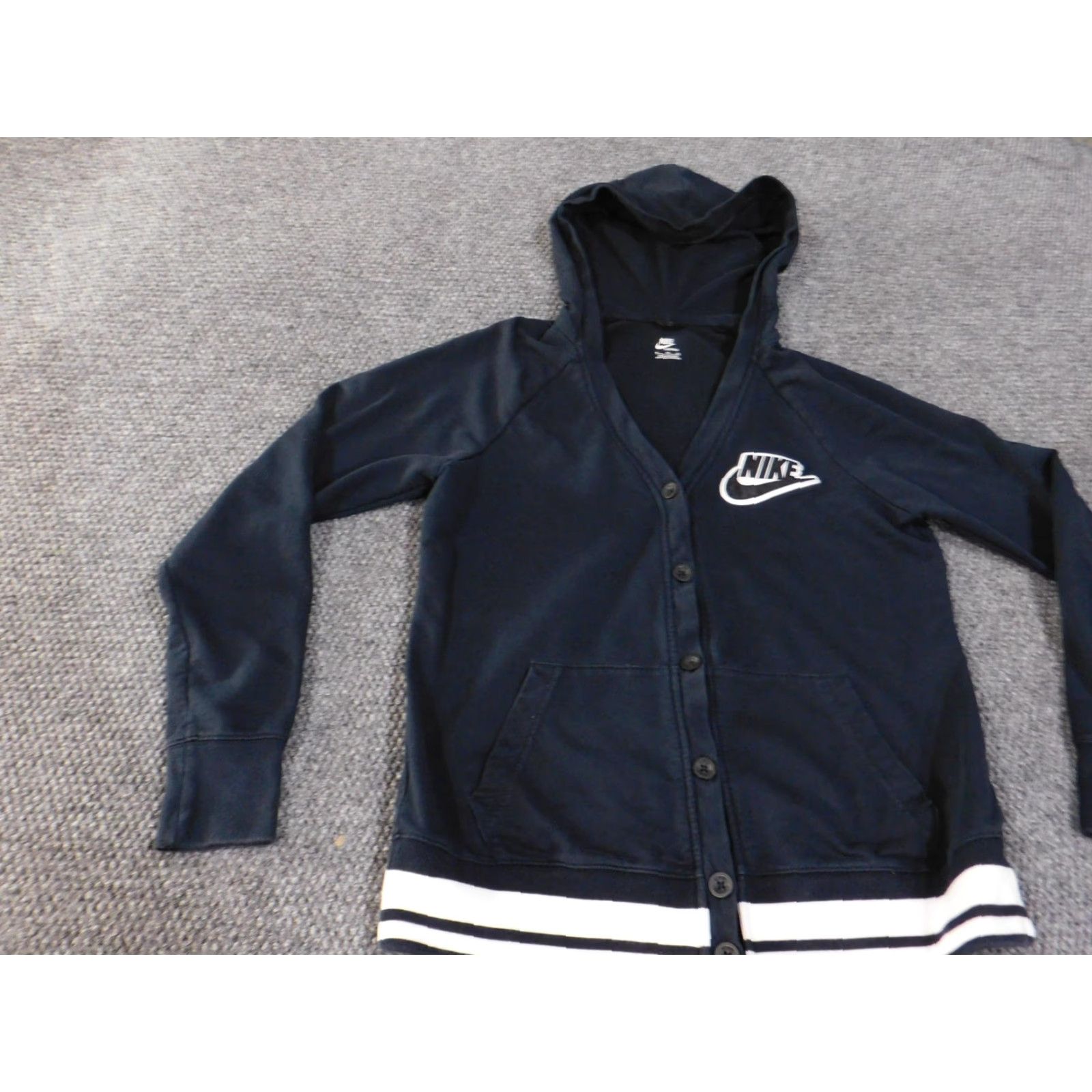 Nike Nike Hoodie Sweater Womens XL Navy Blue Button Cardigan Sportswear Cotton Retro Size XL / US 12-14 / IT 48-50 - 4 Thumbnail