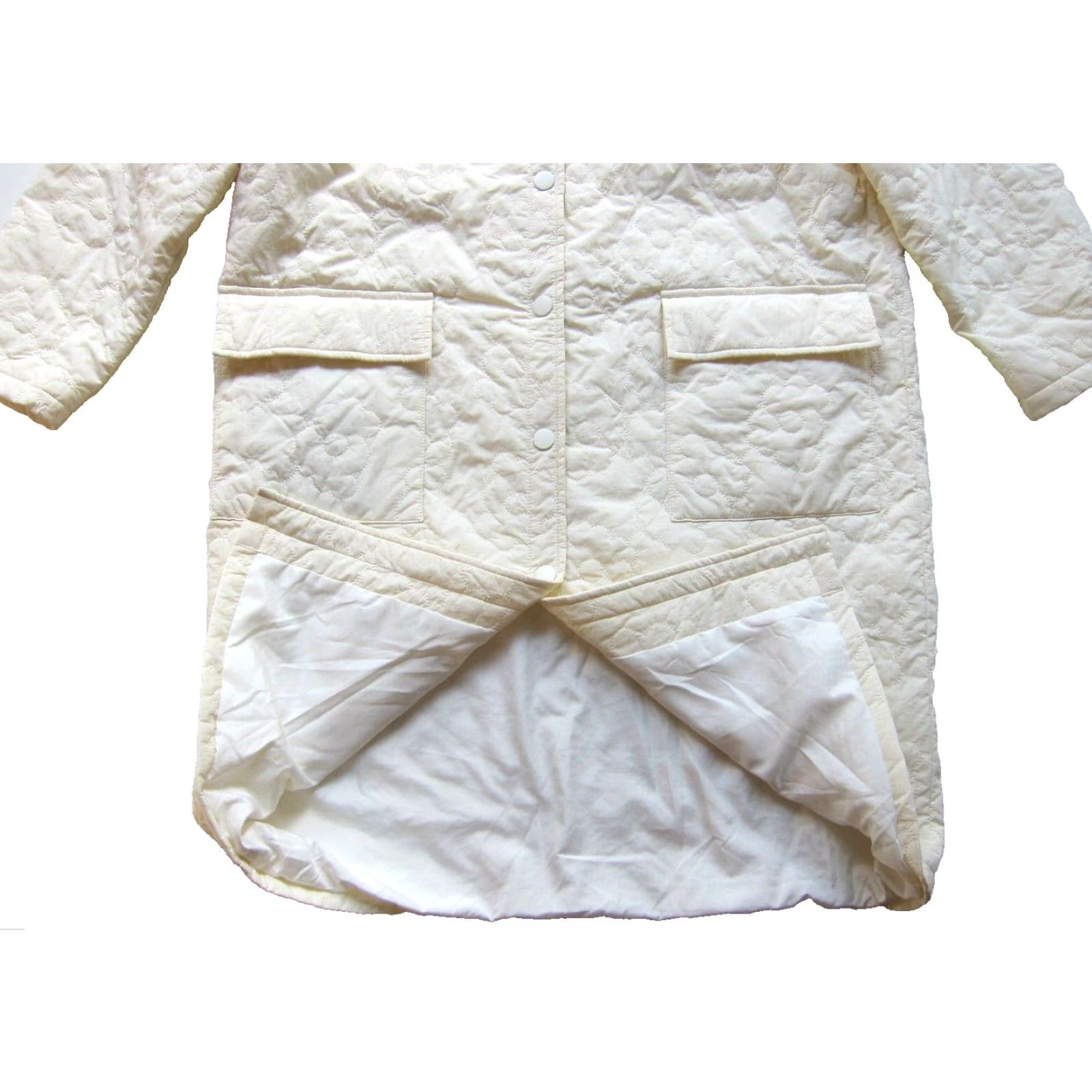 Vintage Urban Revivo Ivory Quilted Pocket Puffer Long Trench Coat Jacket Women 4 Size S / US 4 / IT 40 - 5 Thumbnail