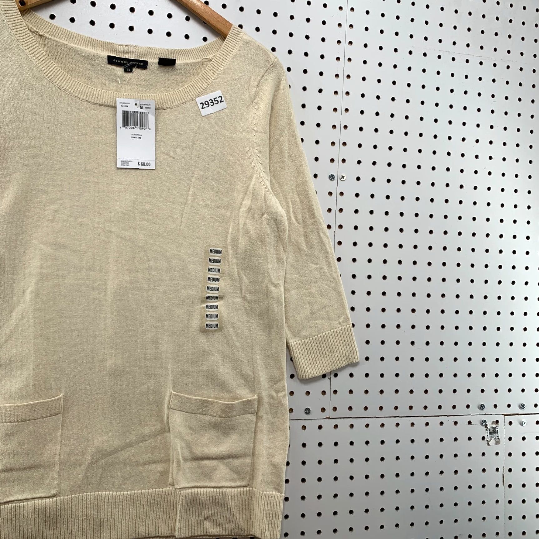 Vintage Jeanne Pierre Sweater Womens Medium Beige Button Front Pocket 20x26 Size M / US 6-8 / IT 42-44 - 5 Thumbnail