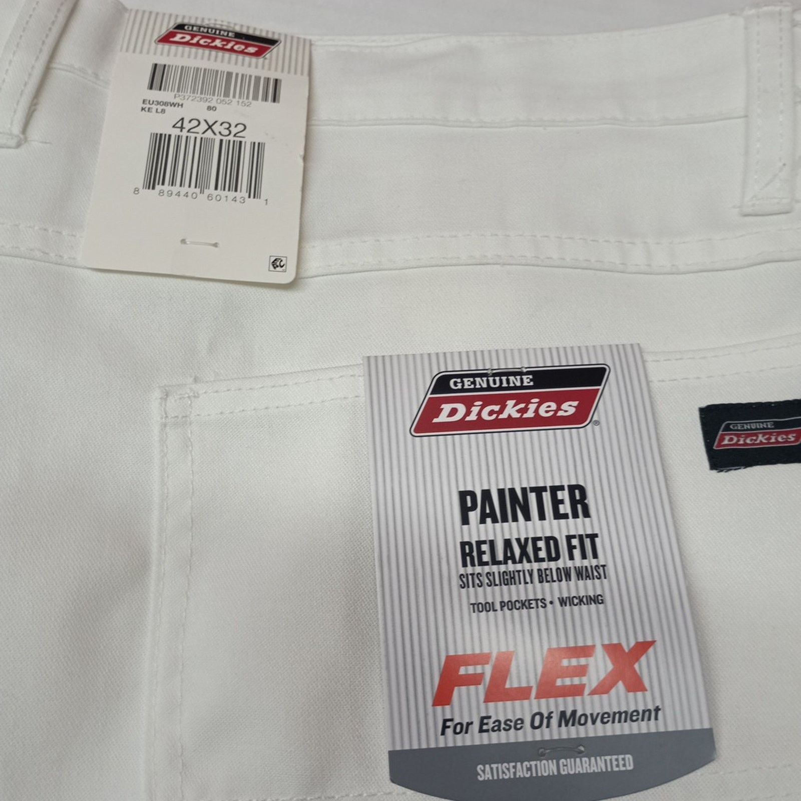 Dickies Dickies Mens White Relaxed Fit Flex Painter Pants Size 42x32 Size US 42 / EU 58 - 2 Thumbnail