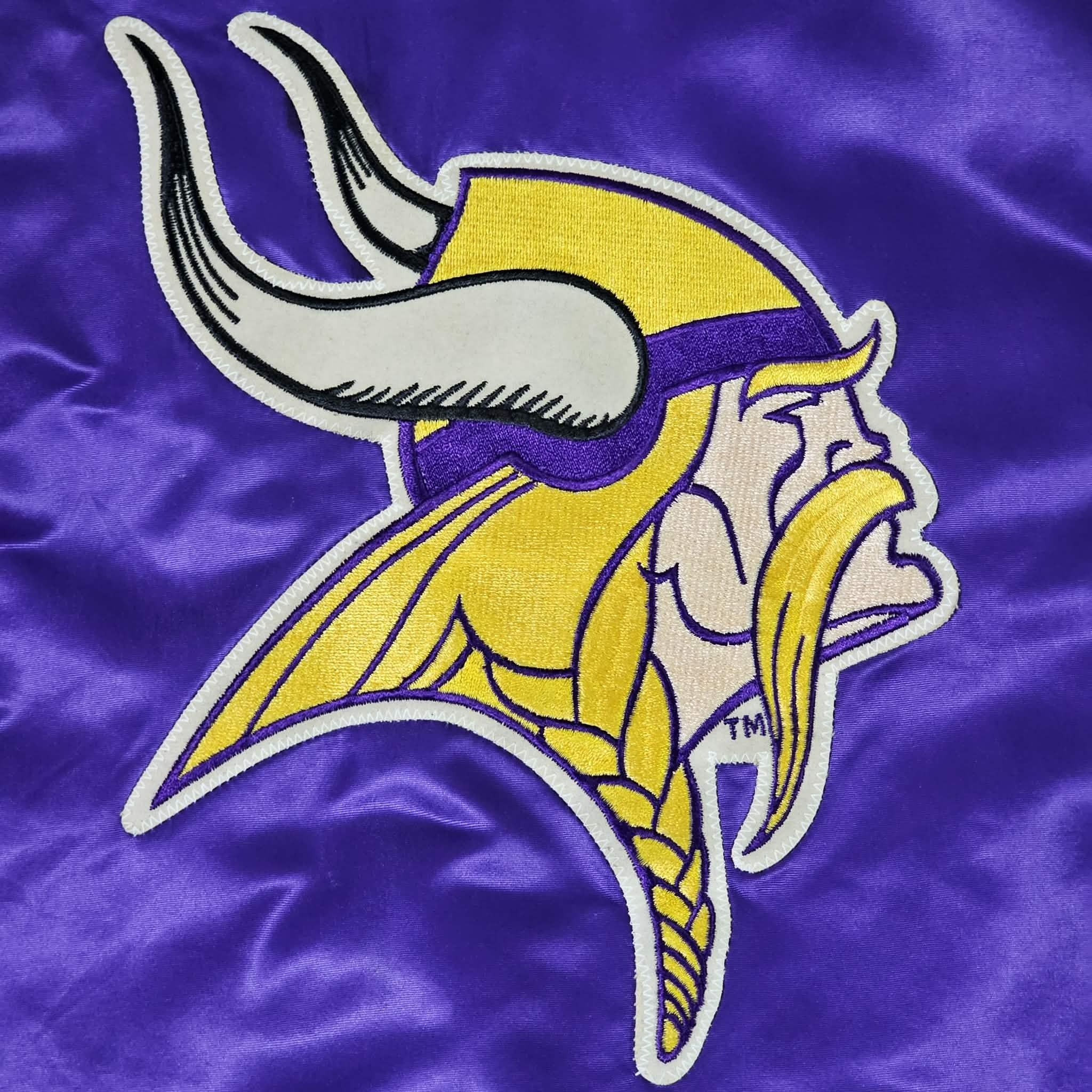 NFL Minnesota Vikings Vintage 80s Starter Satin Bomber Jacket Size US XL / EU 56 / 4 - 4 Thumbnail