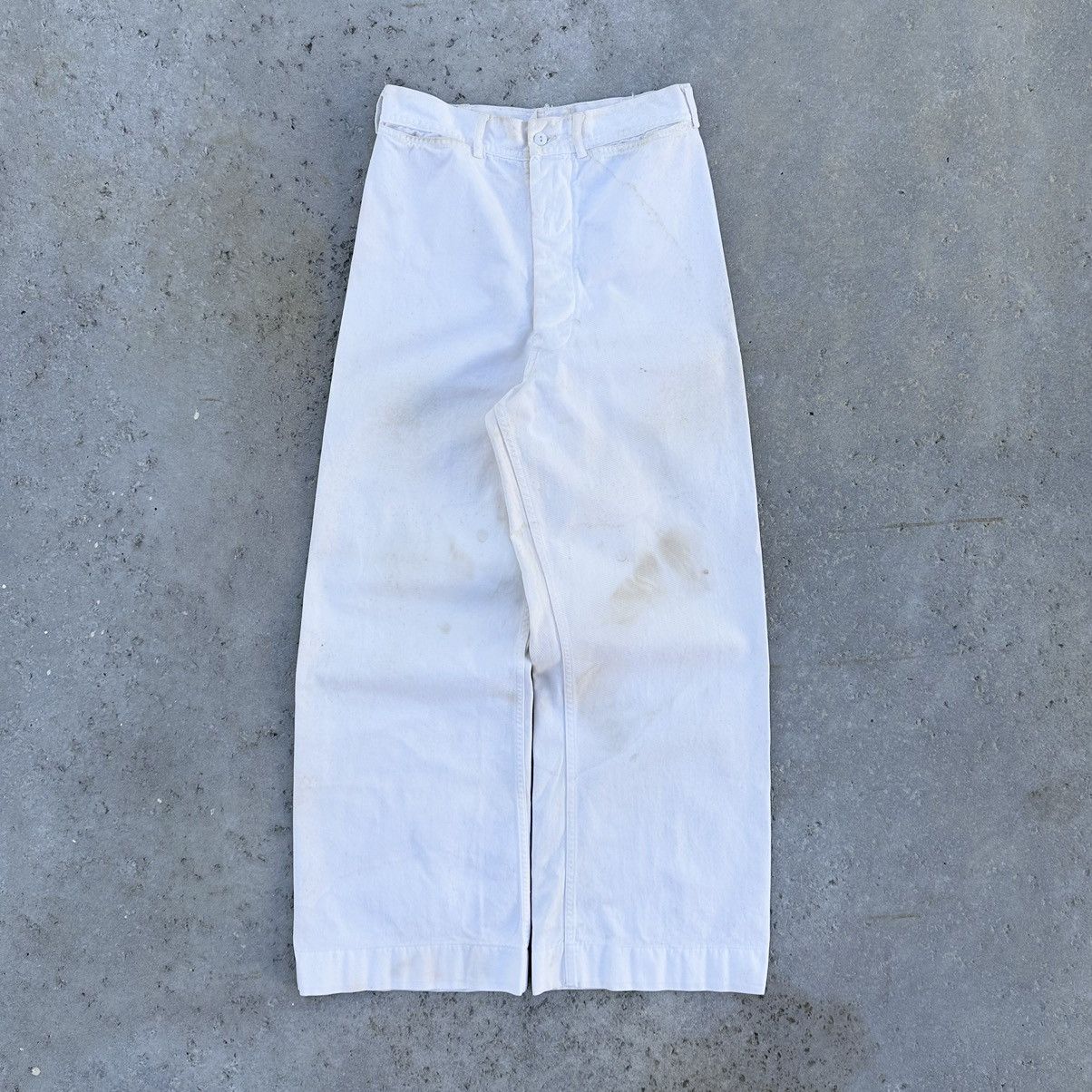 Other VTG 50’s Wide Leg Military Stencil White High Waist Trousers Size US 26 / EU 42 - 1 Thumbnail