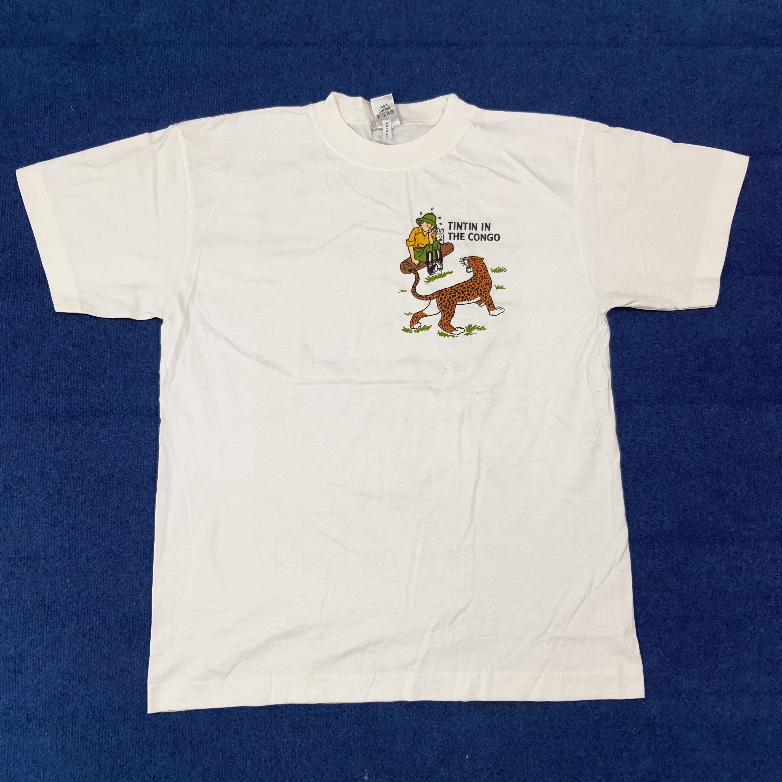 Vintage Vintage 90s Tintin In The Congo Retro Comic T-Shirt C276N3 Size US L / EU 52-54 / 3 - 3 Thumbnail