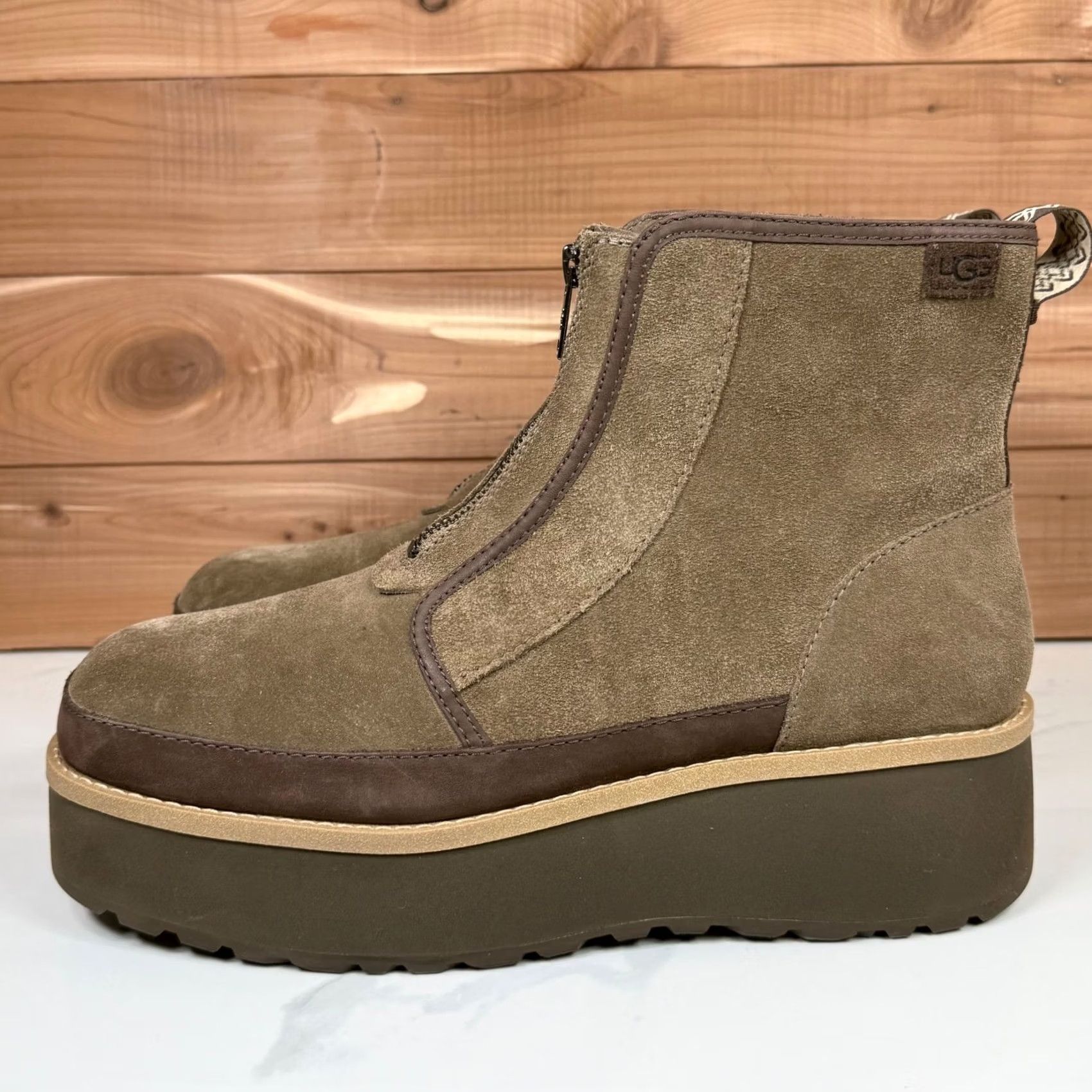 Ugg UGG Women Cityfunc Zip Water-Resistant Platform Bootie Hickory Suede Size 12 Boots Women Size US 12 / IT 42 - 3 Thumbnail