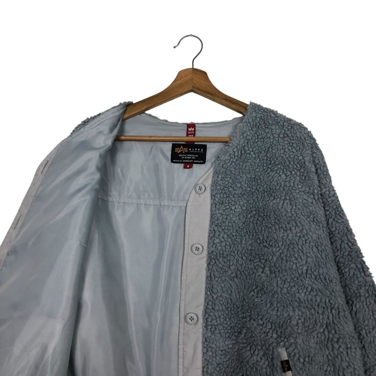 Alpha Industries 🔥VINTAGE DIP PILE FLEECE JACKET BUTTON ALPHA INDUSTRIES Size US M / EU 48-50 / 2 - 14 Thumbnail