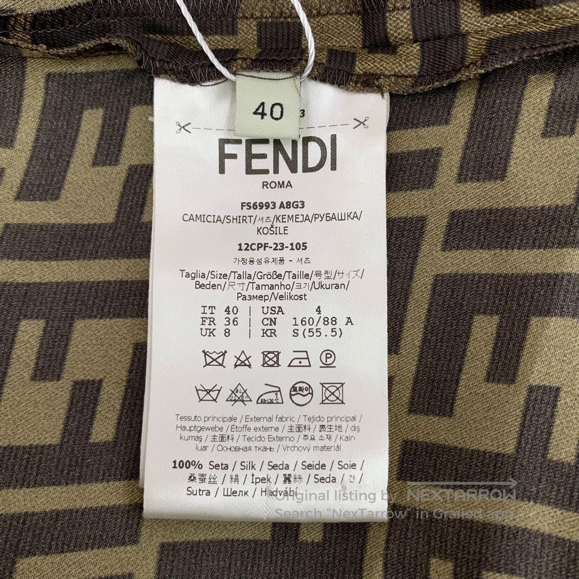 Fendi FENDI Dark Brown Double F Monogram Printed Mulberry Silk C Size S / US 4 / IT 40 - 7 Thumbnail