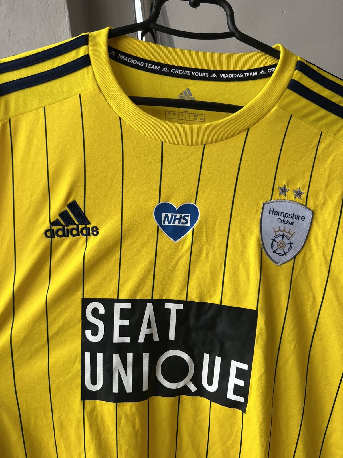 Adidas 2020 HAMPSHIRE CRICKET T20 VITALITY BLAST GAME JERSEY SHIRT Size US L / EU 52-54 / 3 - 4 Thumbnail