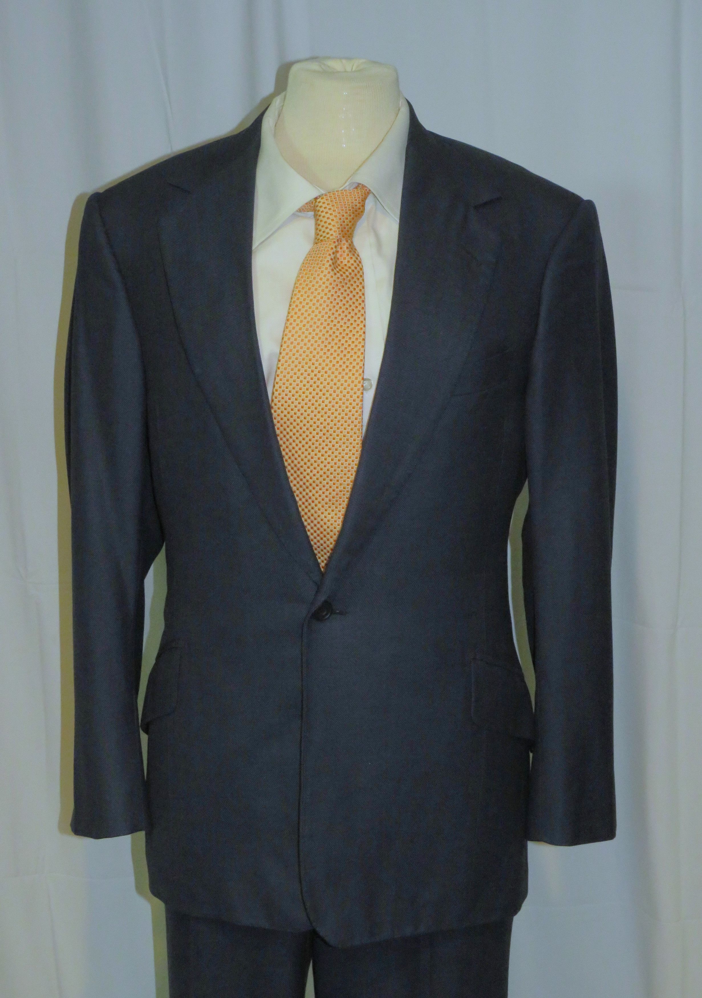 Huntsman × Savile Row Bespoke 2022 Navy Blue Birdseye One Button Suit 34S Size 34S - 3 Thumbnail