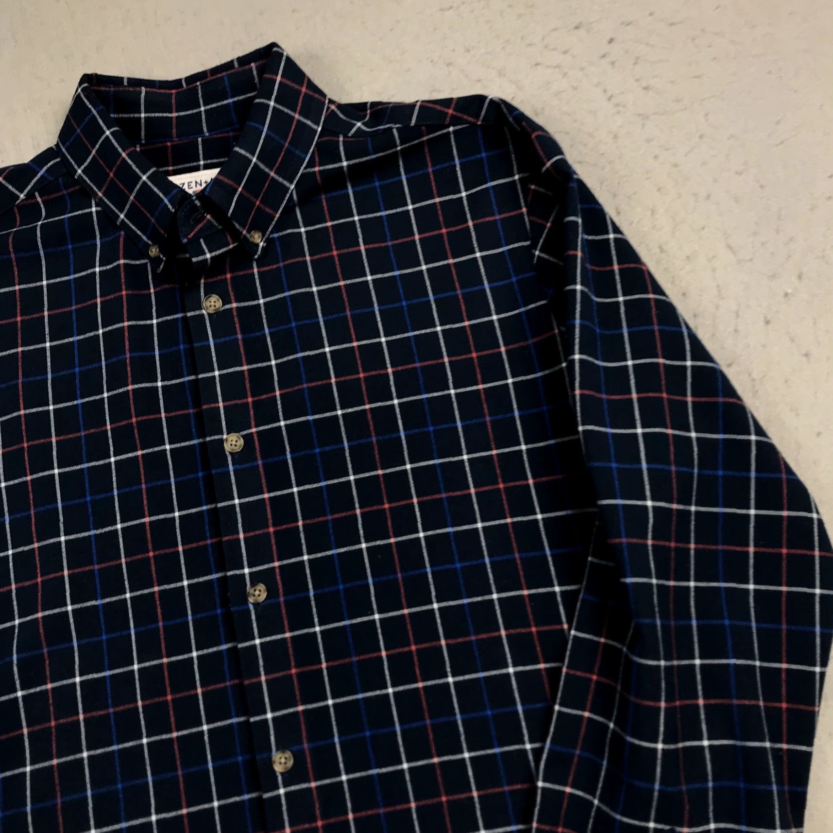 Mizzen+Main Mizzen+Main Shirt Mens Large Trim Fit Blue Check Rayon Made USA Casual Button-Up Size US L / EU 52-54 / 3 - 3 Thumbnail