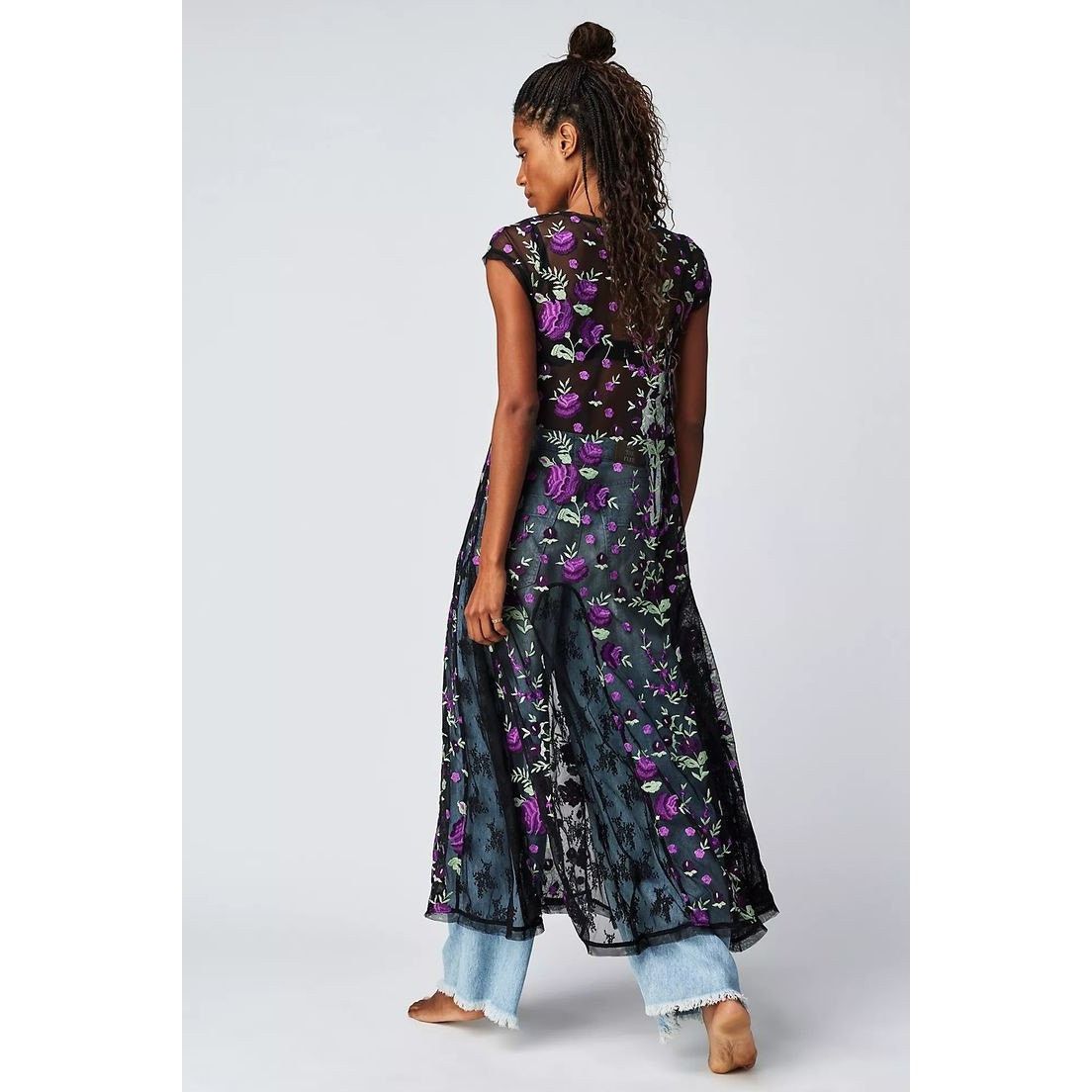 Free People New Sky Bright Floral Midi Dress $228 SMALL Black/Purple Size S / US 4 / IT 40 - 3 Thumbnail