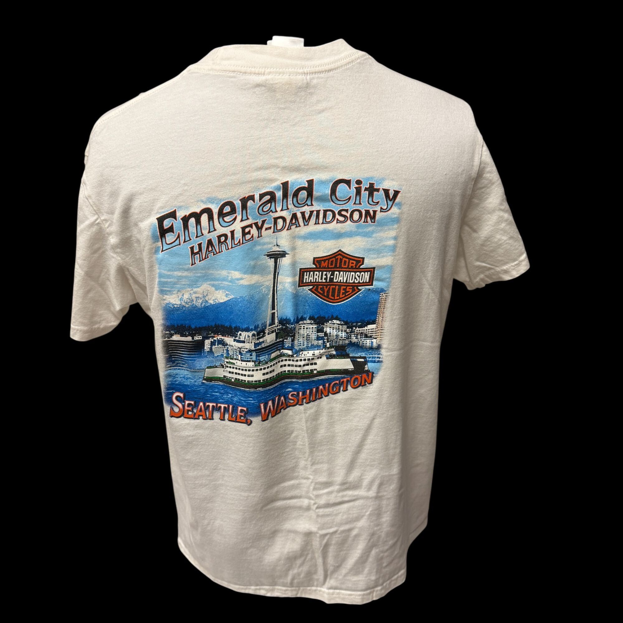 Harley Davidson H-D Motorcycle Emerald City Wa American USA FLAG SKULL Shirt Size US L / EU 52-54 / 3 - 3 Thumbnail