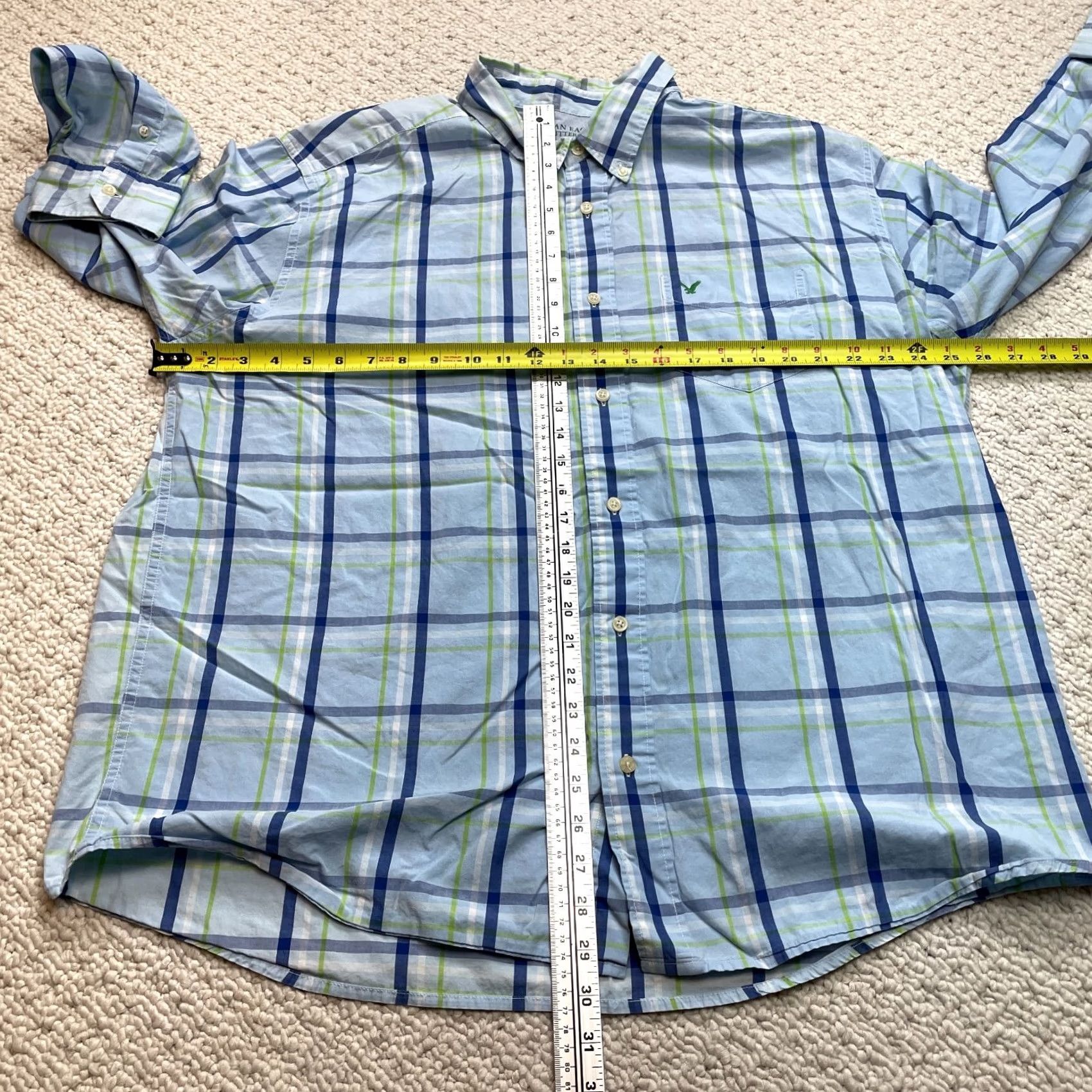 American Eagle Outfitters American Eagle Outfitters Shirt Mens 2XL Blue Plaid Long Sleeve Button-Down Collar Size US XXL / EU 58 / 5 - 6 Thumbnail