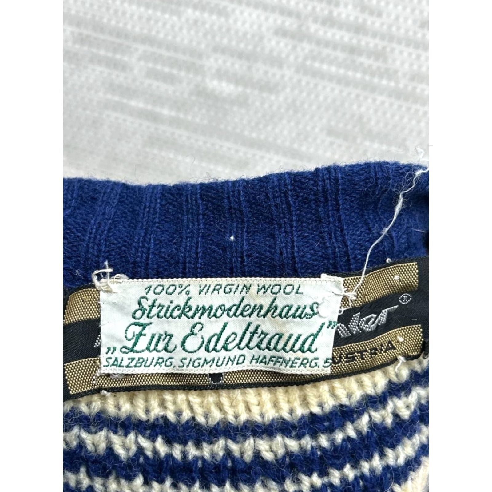 Vintage Vtg Fur Edeltraud Sweater Womens Large Yellow Blue Wool Knit Cardigan Size L / US 10 / IT 46 - 3 Thumbnail