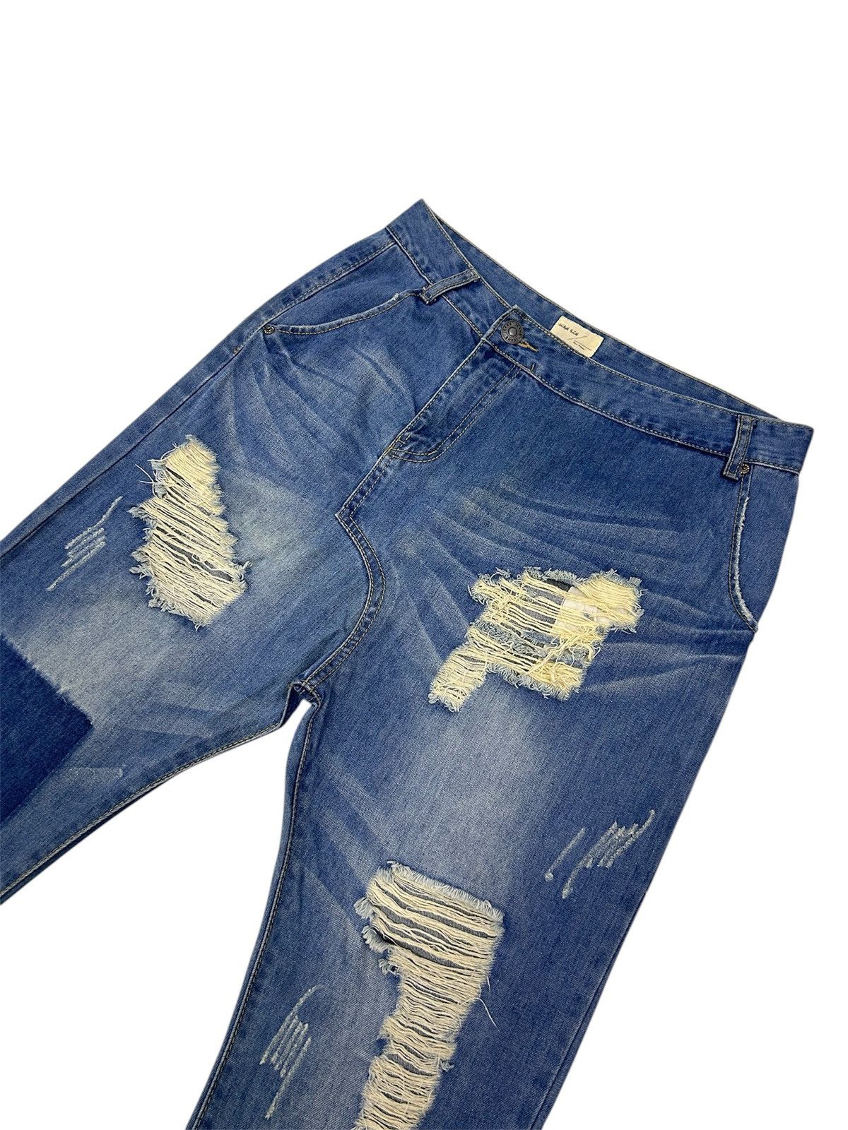 Japanese Brand × Vintage Vintage Japanese Ripped Denim Patches Style Jeans Size US 31 - 2 Thumbnail
