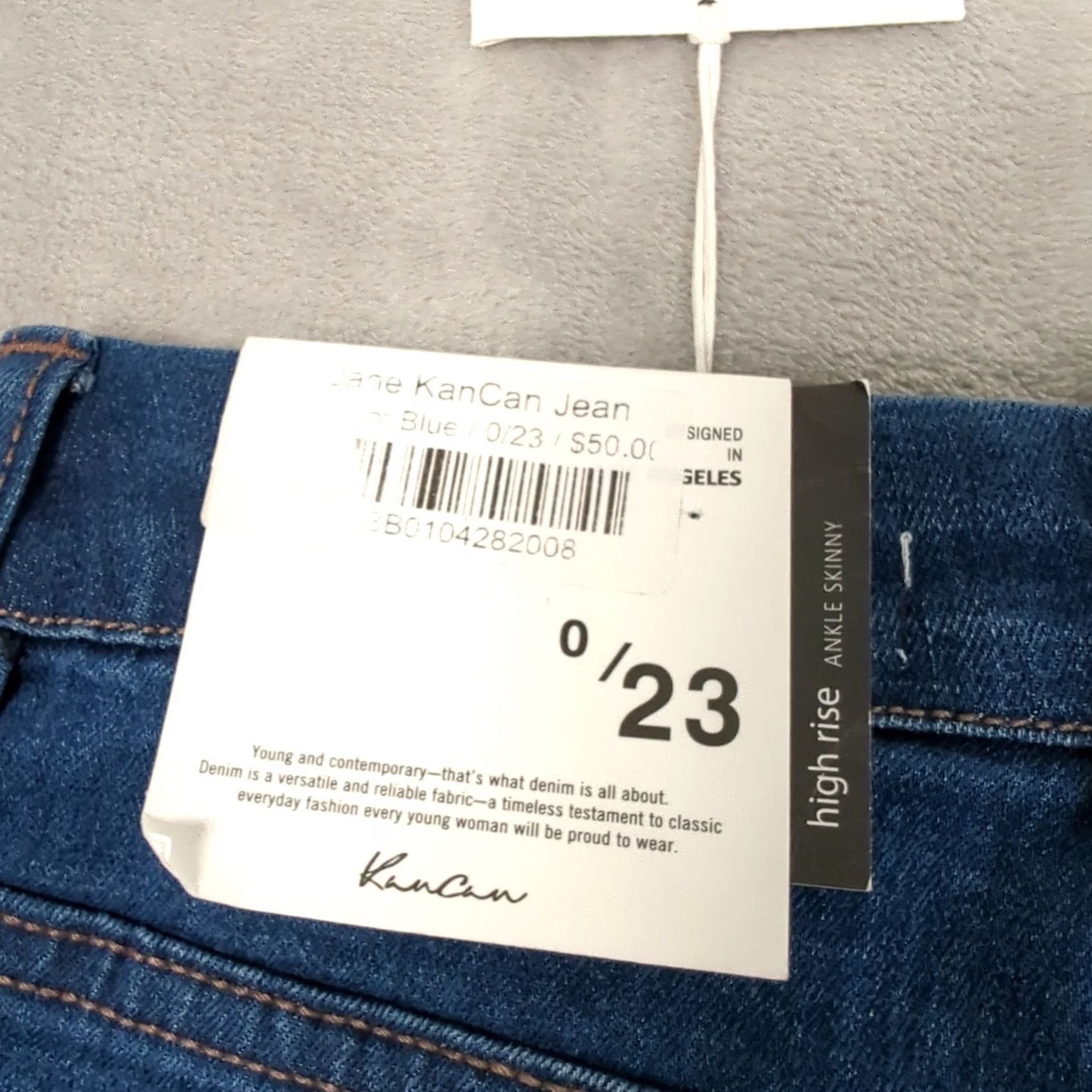Vintage Kancan Jeans Womens 23 x26 Blue Zip Fly Stretch High Rise Ankle Skinny NEW Size 40" / US 18 - 4 Thumbnail
