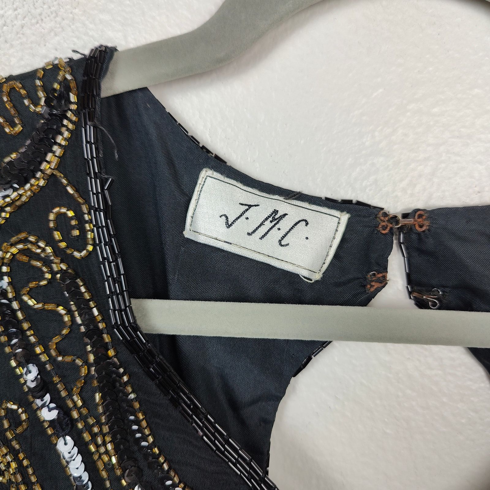 Other Vintage JMC Beaded Silk Dress Womens Medium Black Gold Size M / US 6-8 / IT 42-44 - 6 Thumbnail