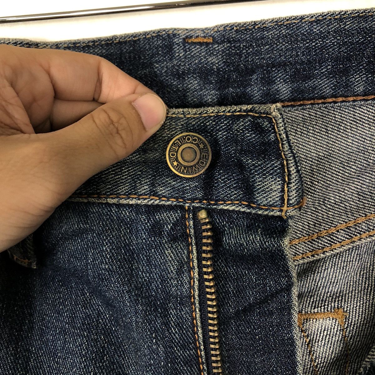 Edwin 🔥90’s VINTAGE EDWIN MADE IN JAPAN JEANS DISTRESSED DENIM Size US 35 - 13 Thumbnail