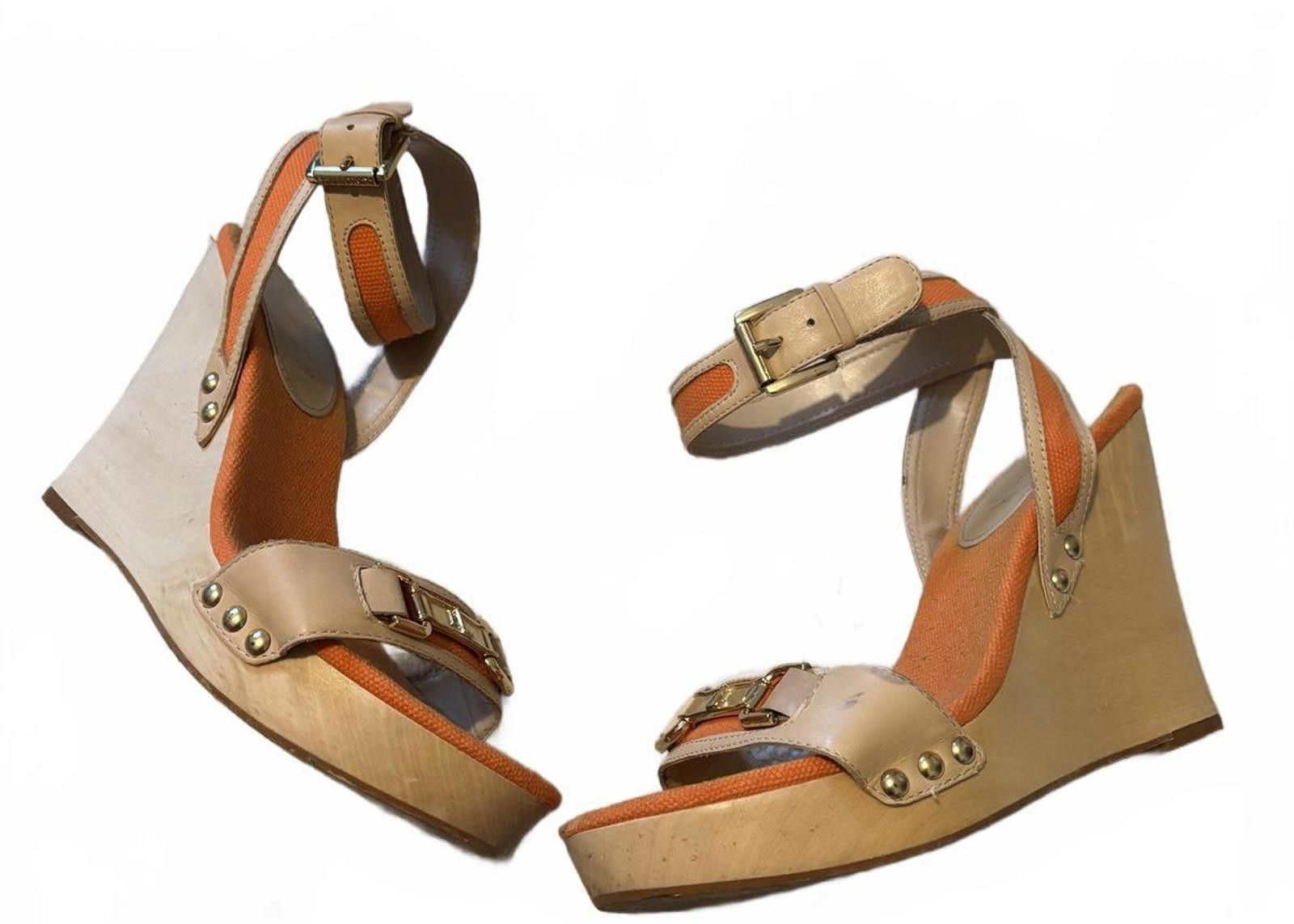 Lauren Ralph Lauren Ralph Lauren Beige and Orange Wedge Sandals Buckle Straps 7 Size US 7 / IT 37 - 1 Thumbnail